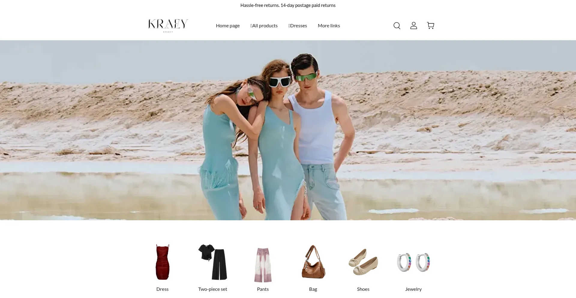 Website screenshot of Kraey.shop