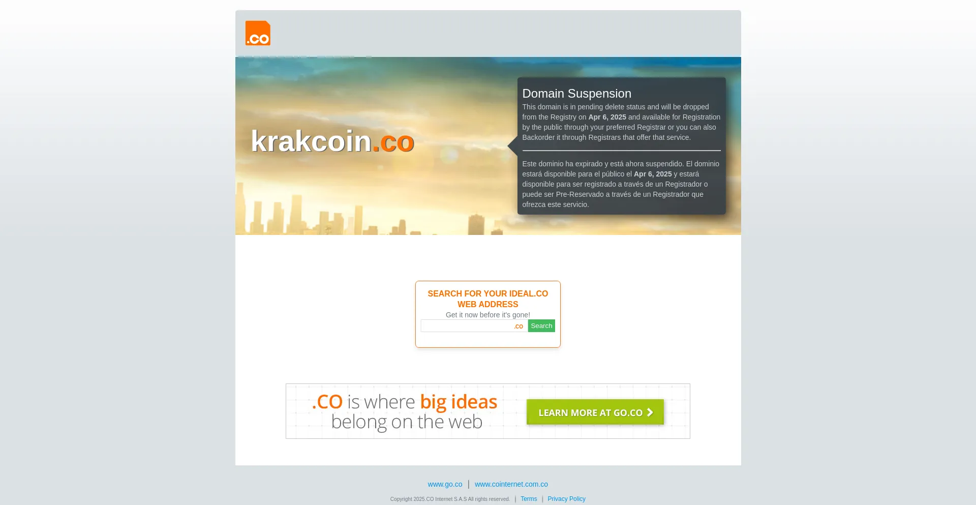 Website screenshot of Krakcoin.co