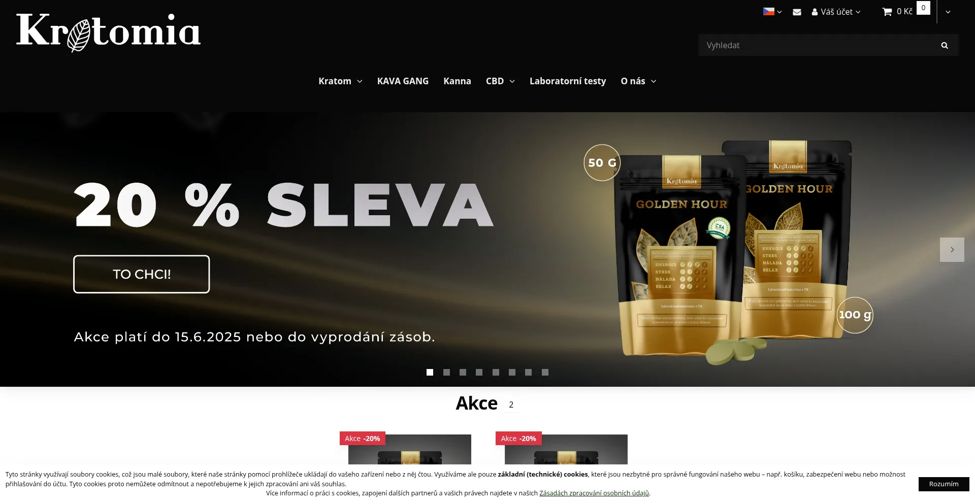 Website screenshot of Kratomia.cz