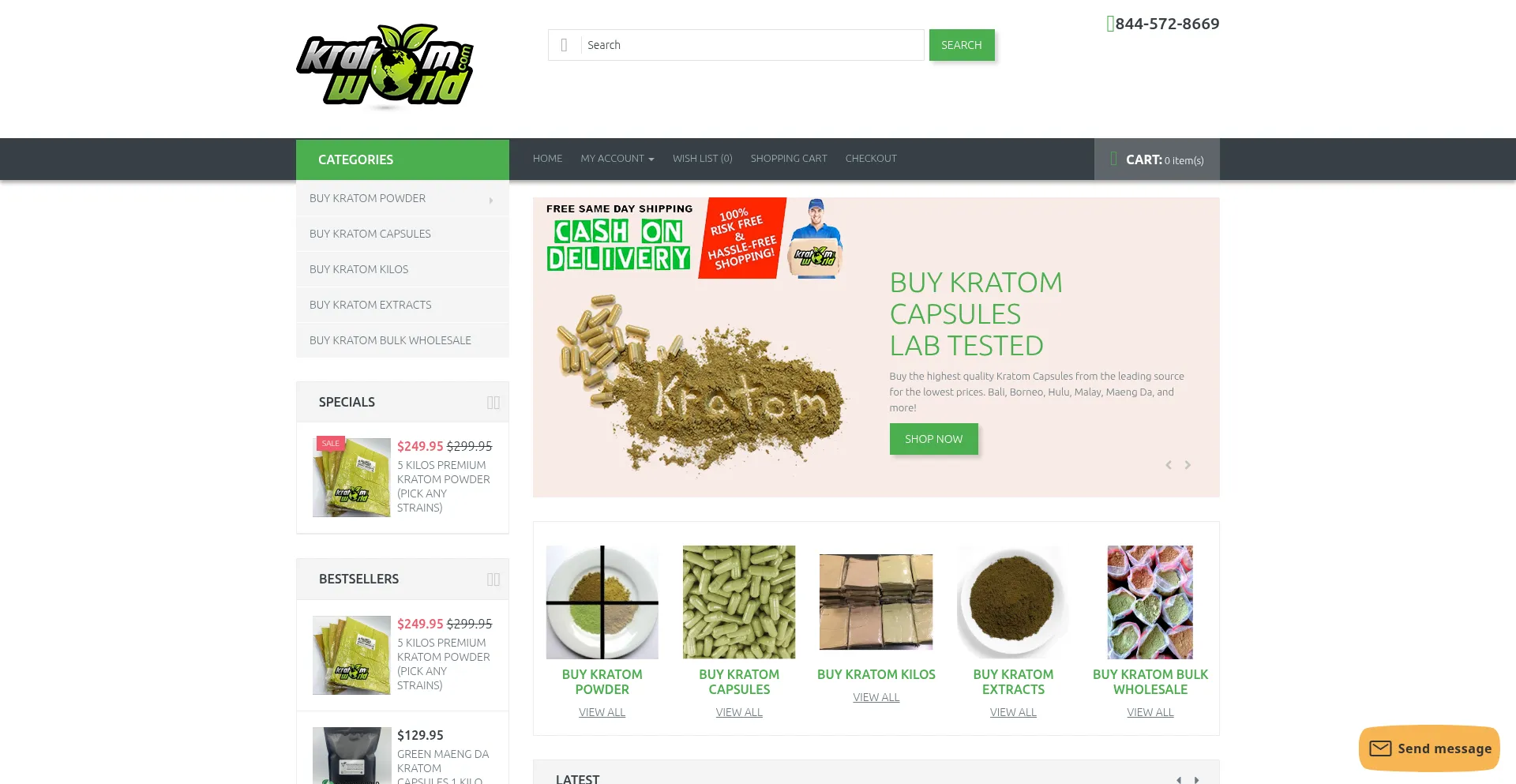 Website screenshot of Kratomworld.com