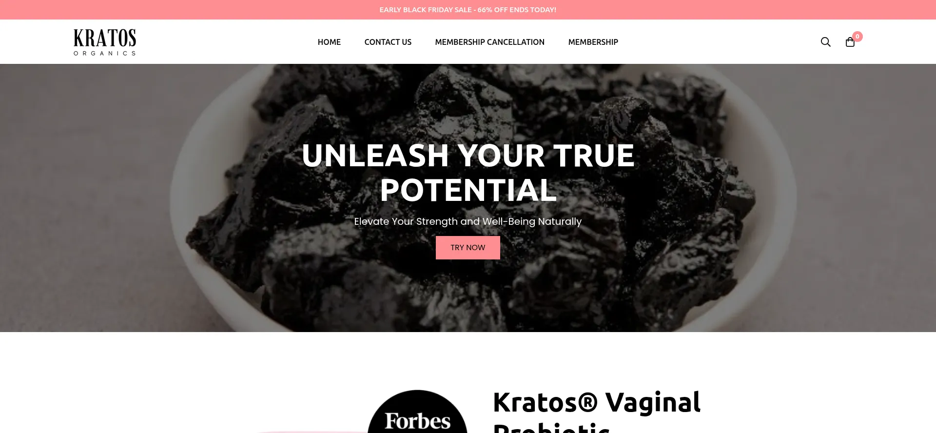 Website screenshot of Kratosorganics.com