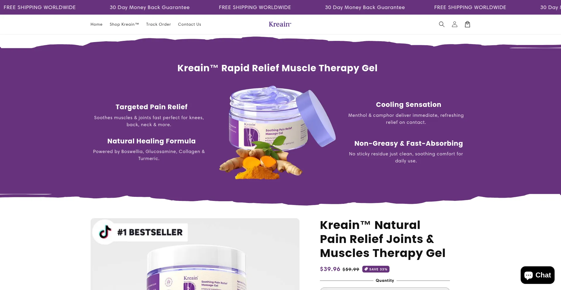 Website screenshot of Kreain.co