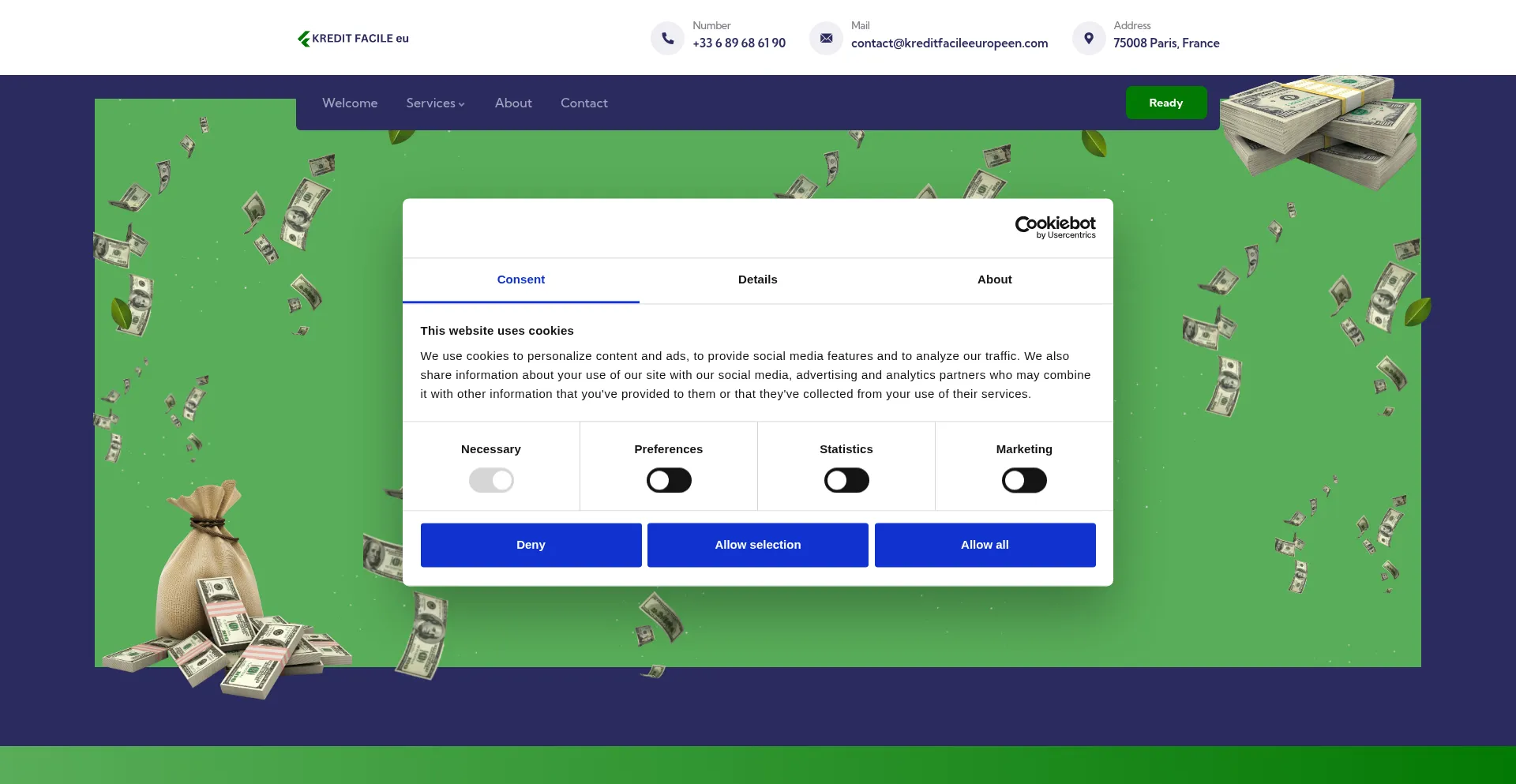 Website screenshot of Kreditfacileeuropeen.com