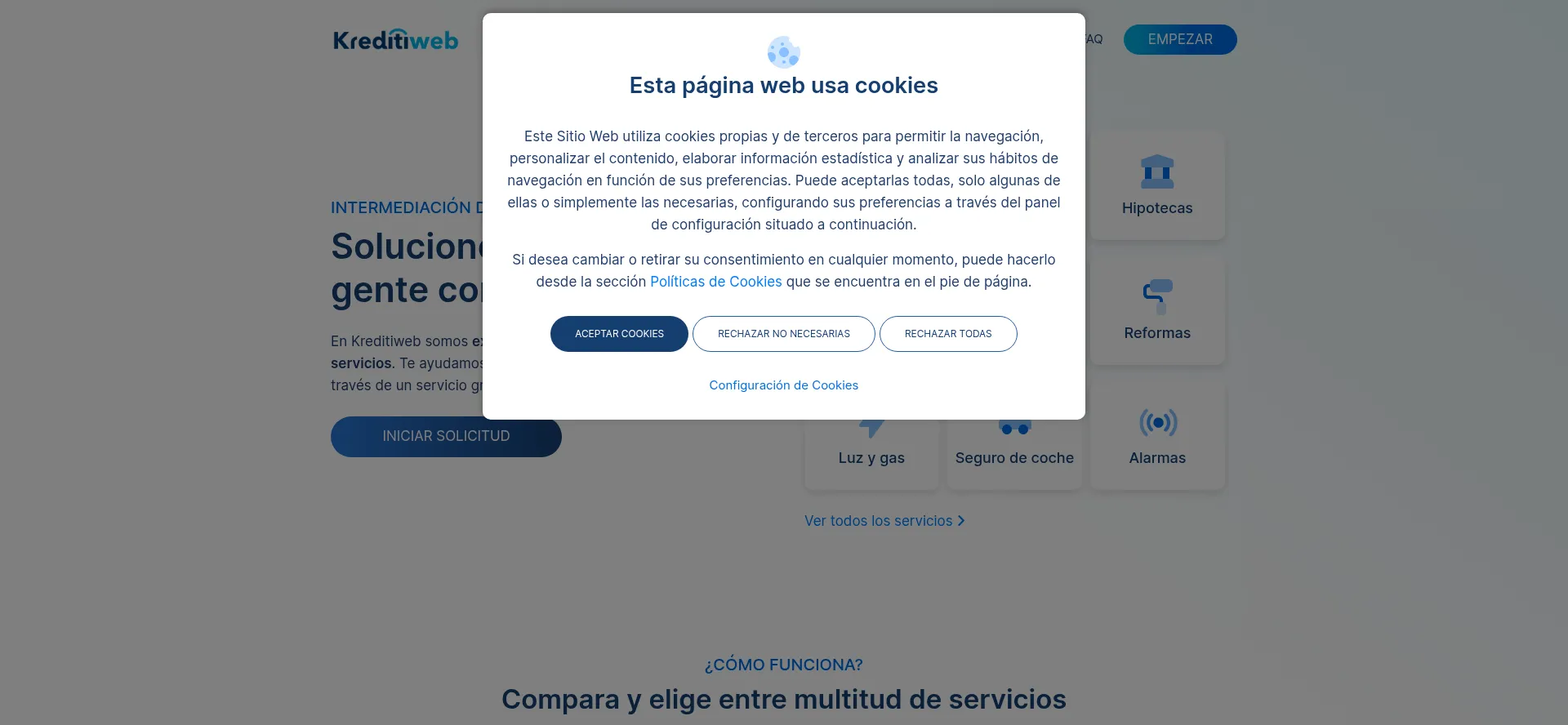 Website screenshot of Kreditiweb.com