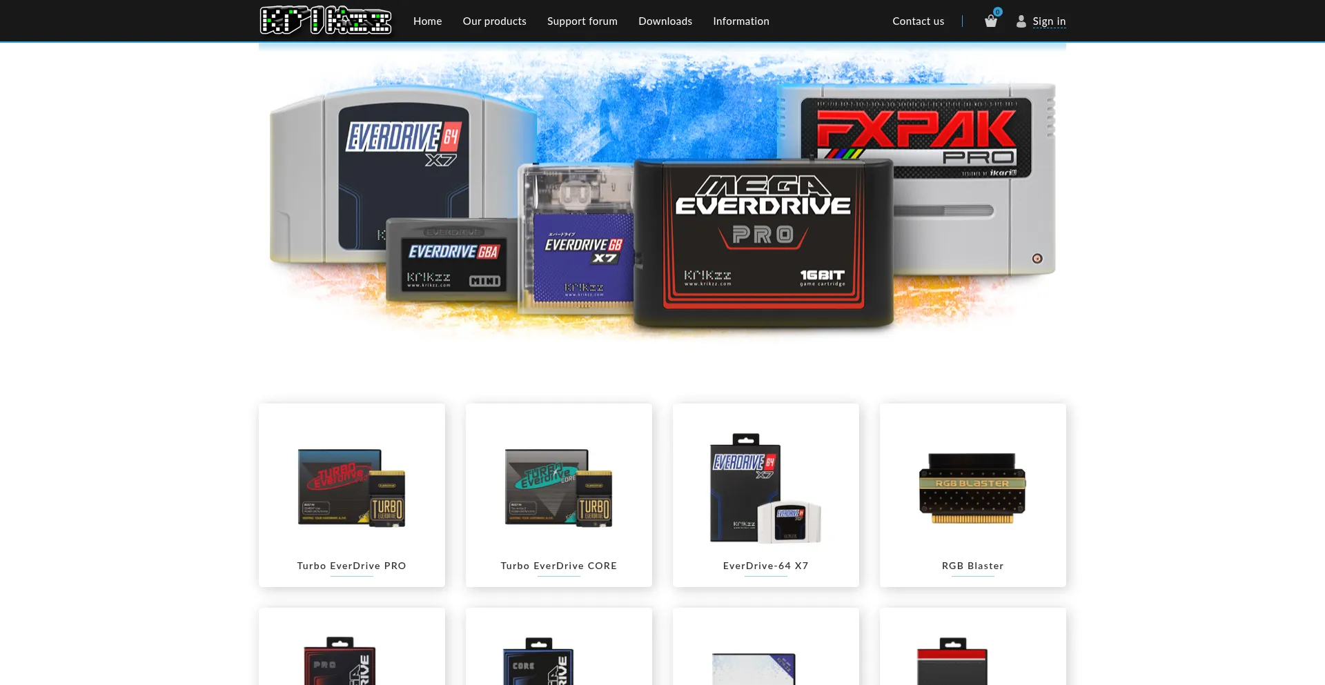 Website screenshot of Krikzz.com