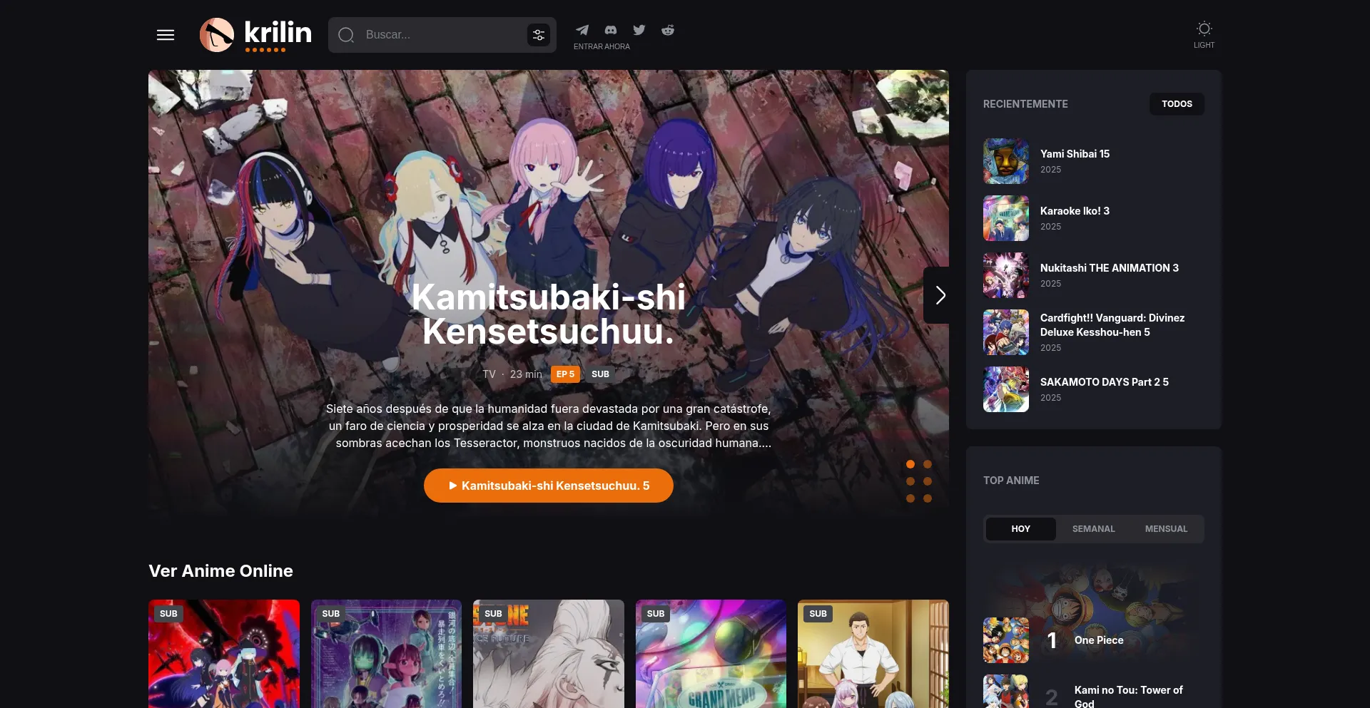 Website screenshot of Krilin.to