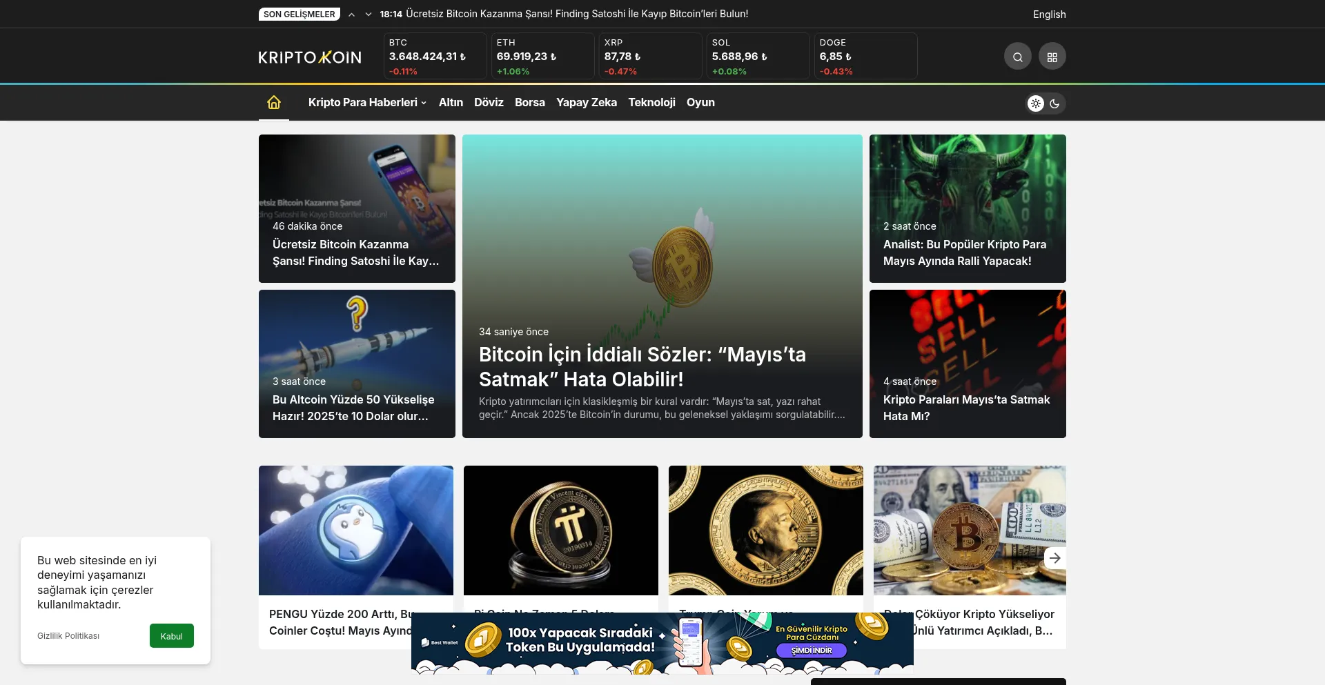 Website screenshot of Kriptokoin.com