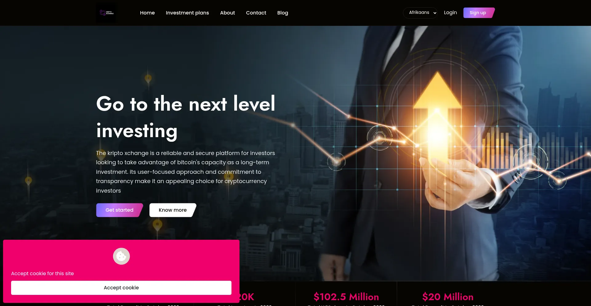 Website screenshot of Kriptoxchange.com