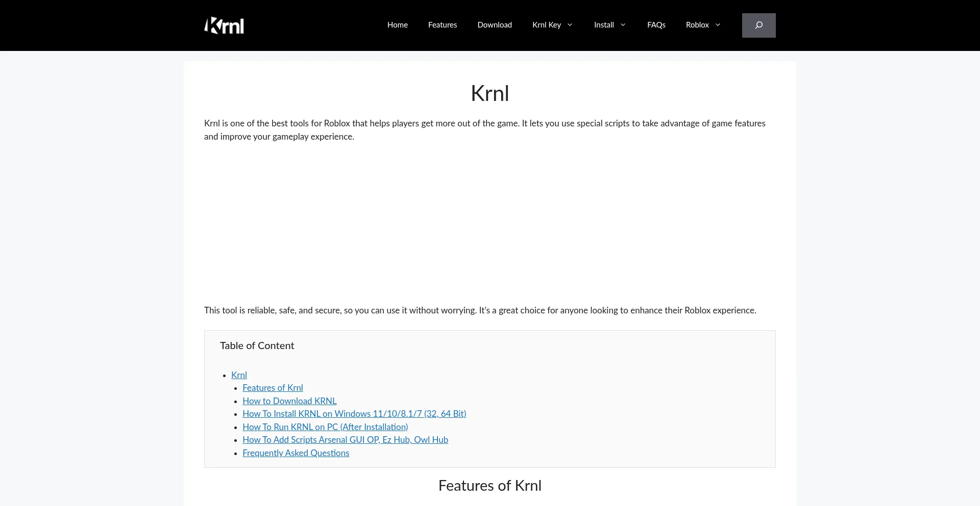 Website screenshot of Krnl.in