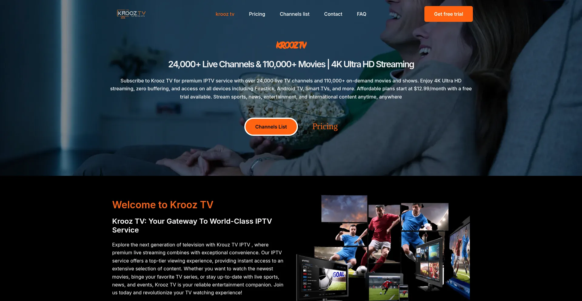 Website screenshot of Krooztv.uk
