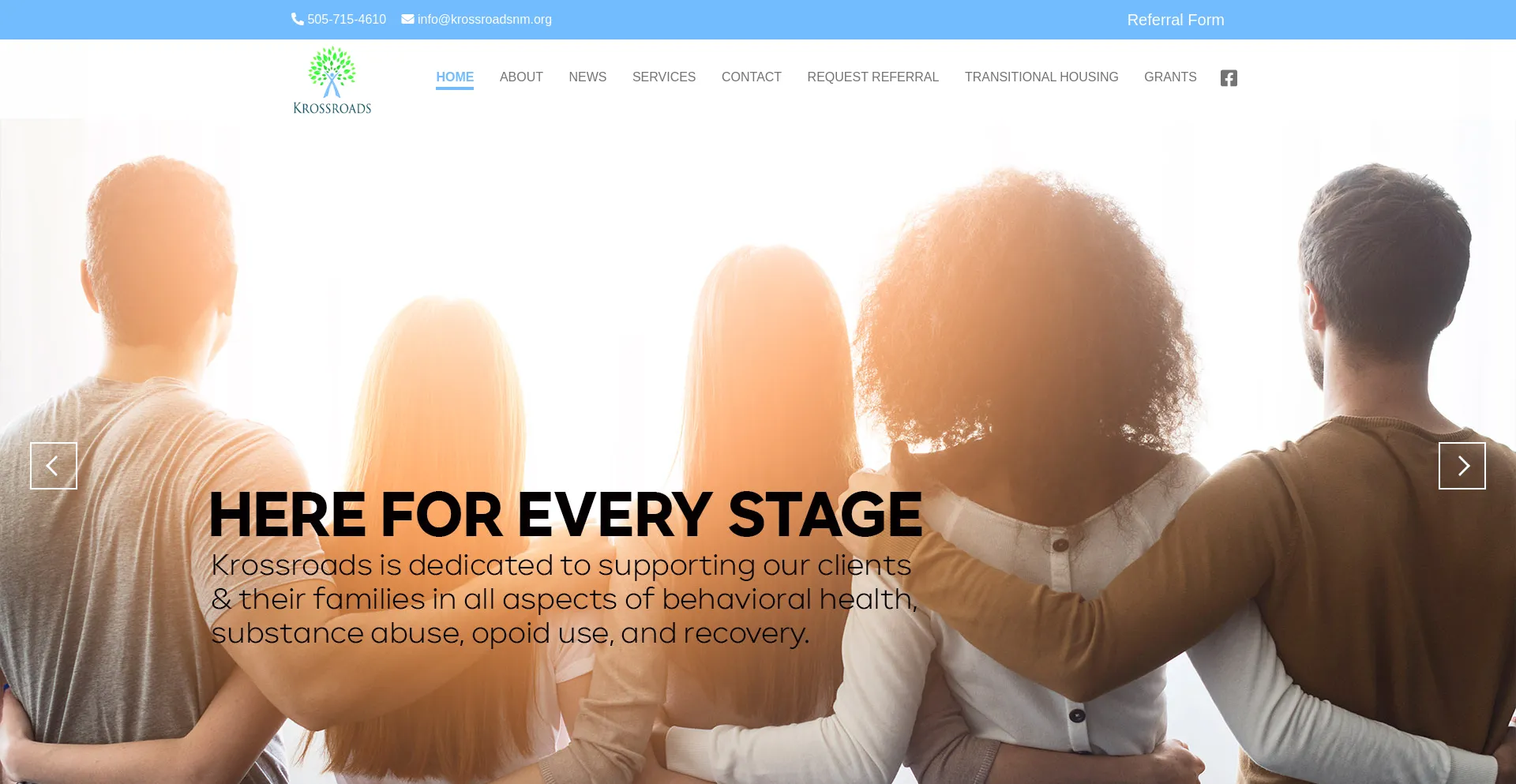 Website screenshot of Krossroadsnm.org