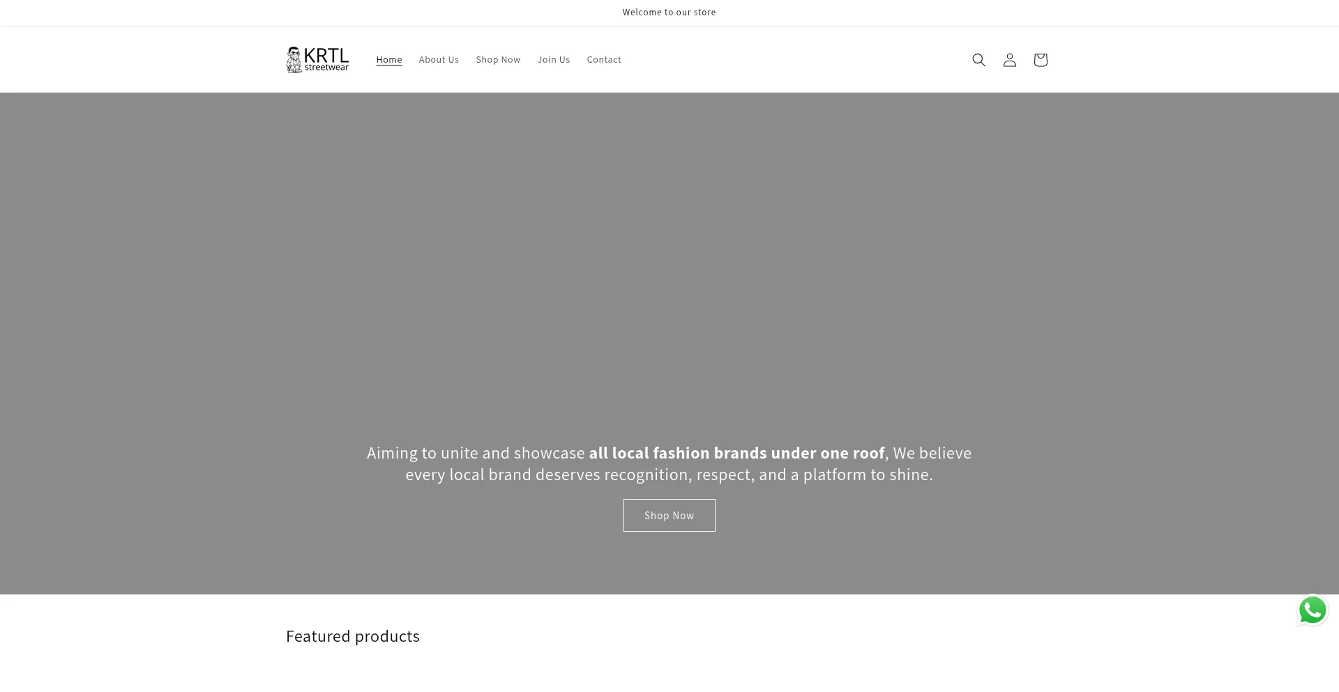 Website screenshot of Krtlstreetwear.store