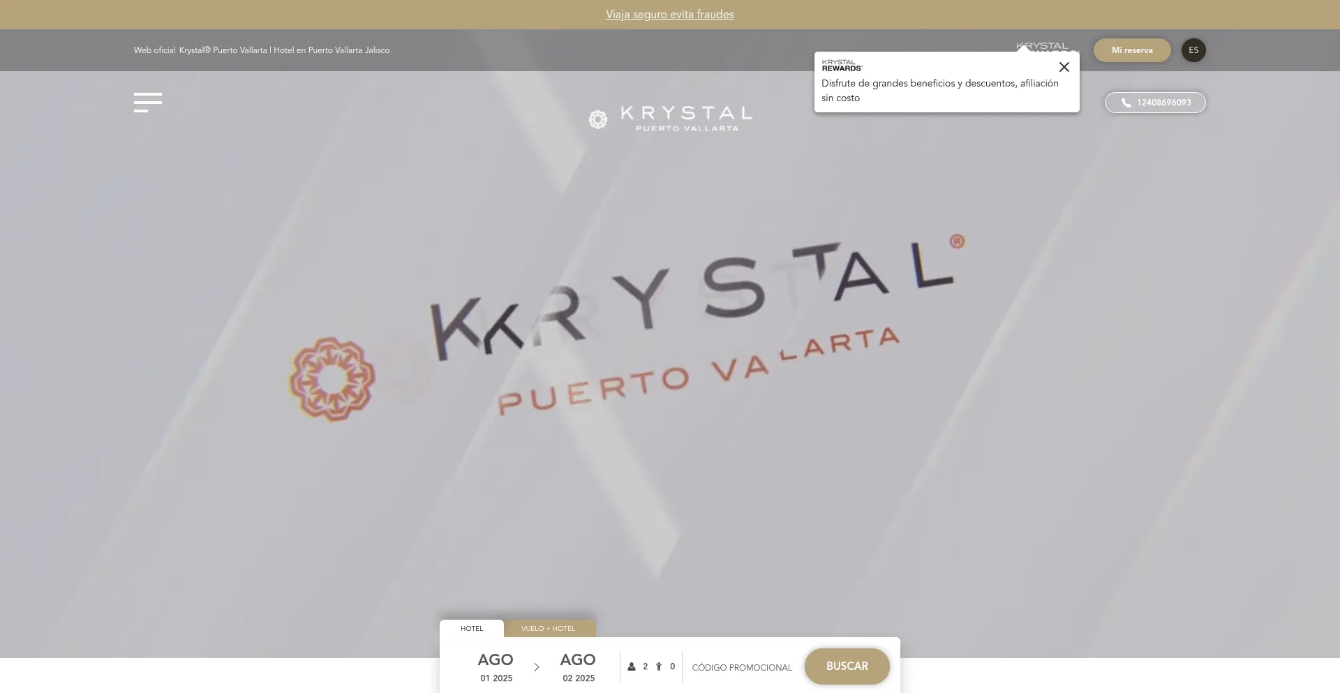 Website screenshot of Krystal-puertovallarta.com