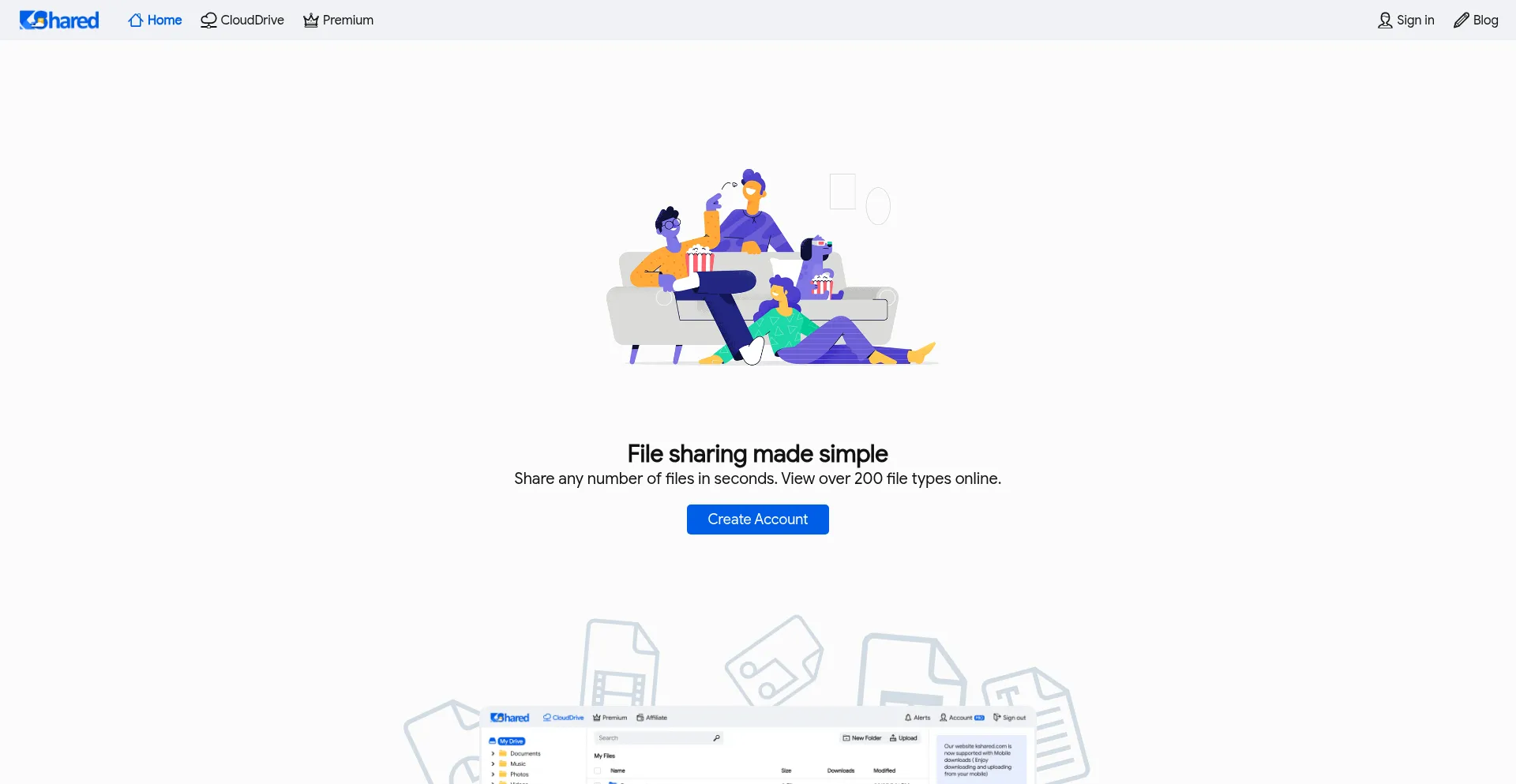 Website screenshot of Kshared.com