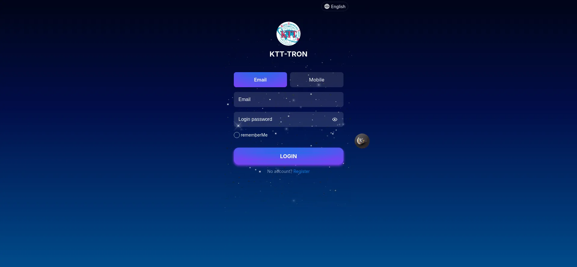 Website screenshot of Ktt-tron.vip