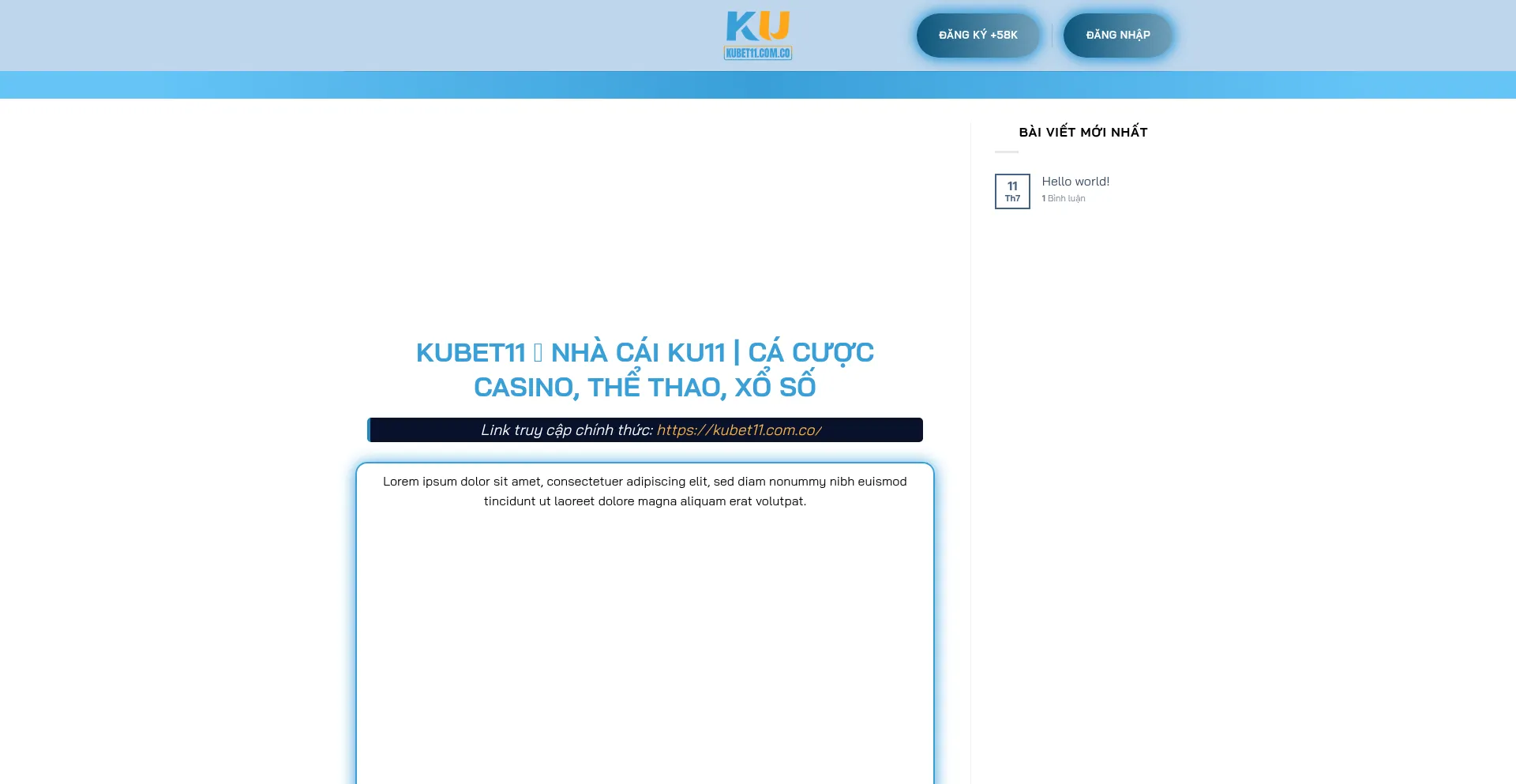 Website screenshot of Kubet11.com.co