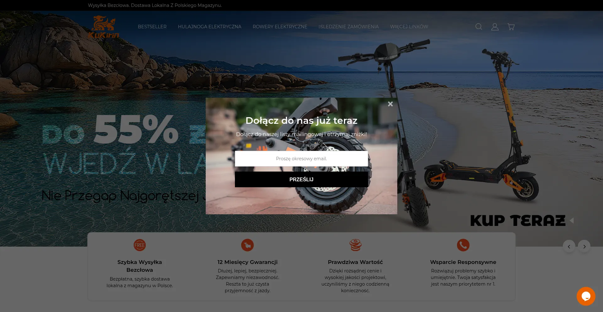 Website screenshot of Kukirin.pl