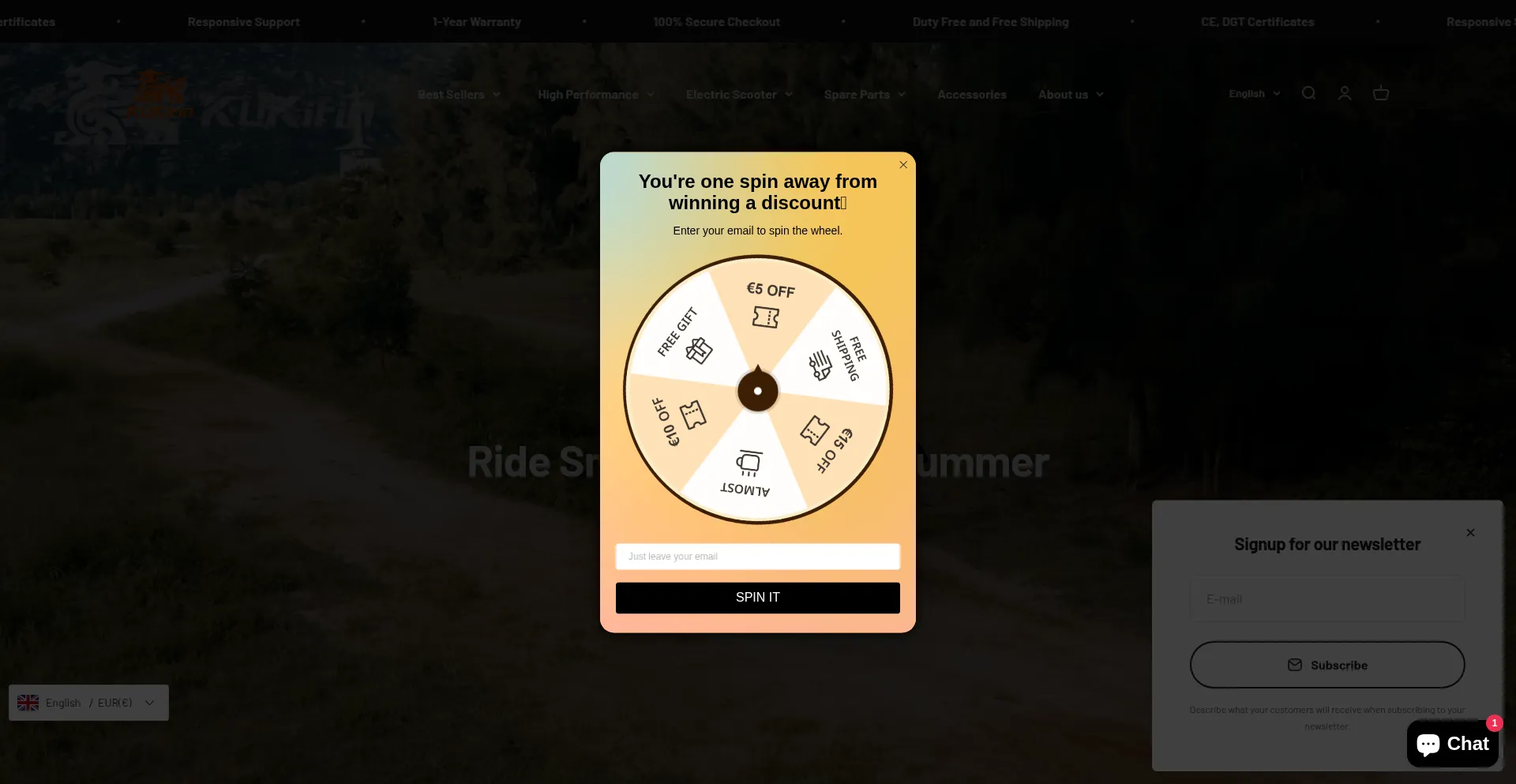 Website screenshot of Kukirinescooter.eu