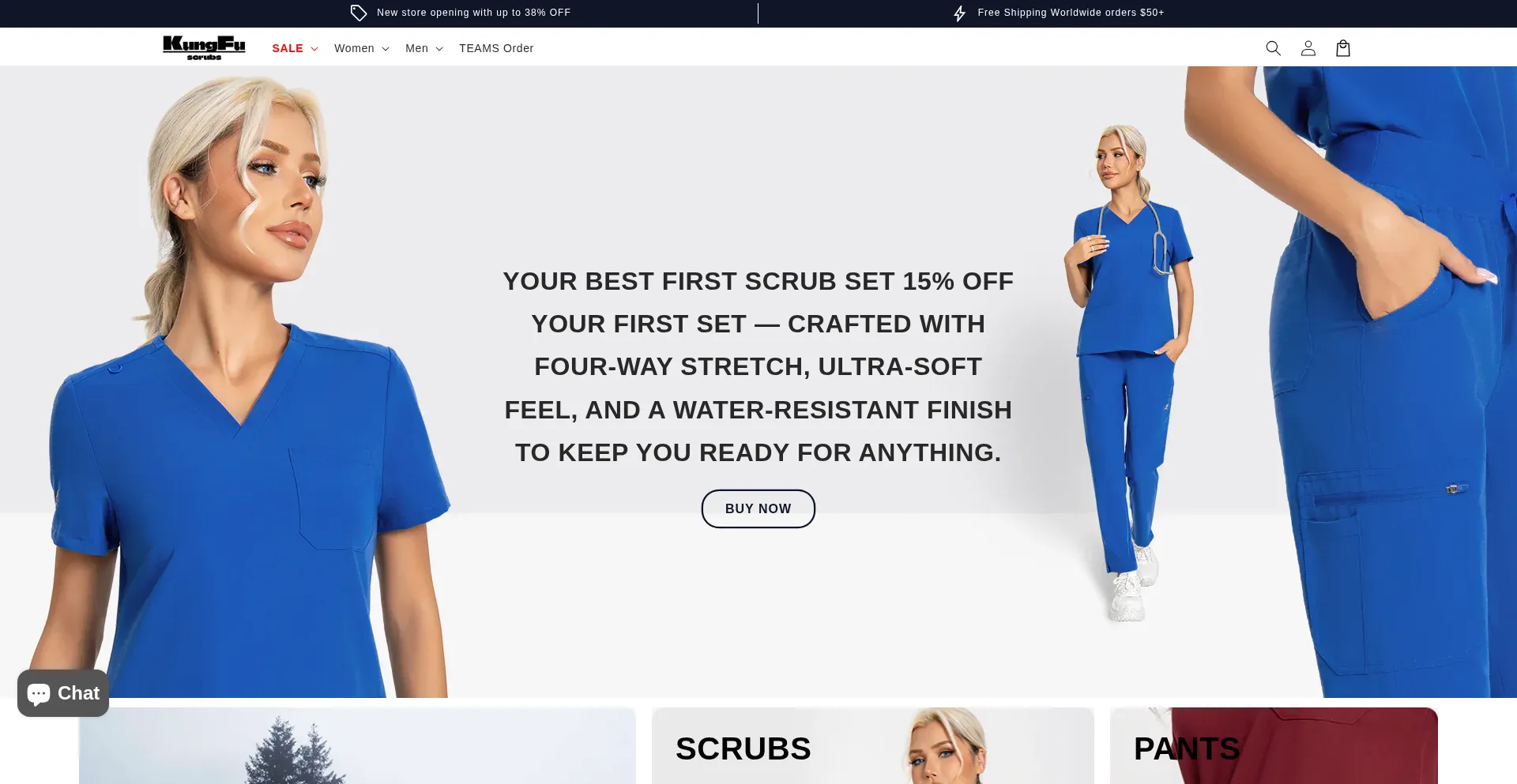 Website screenshot of Kungfuscrubs.com