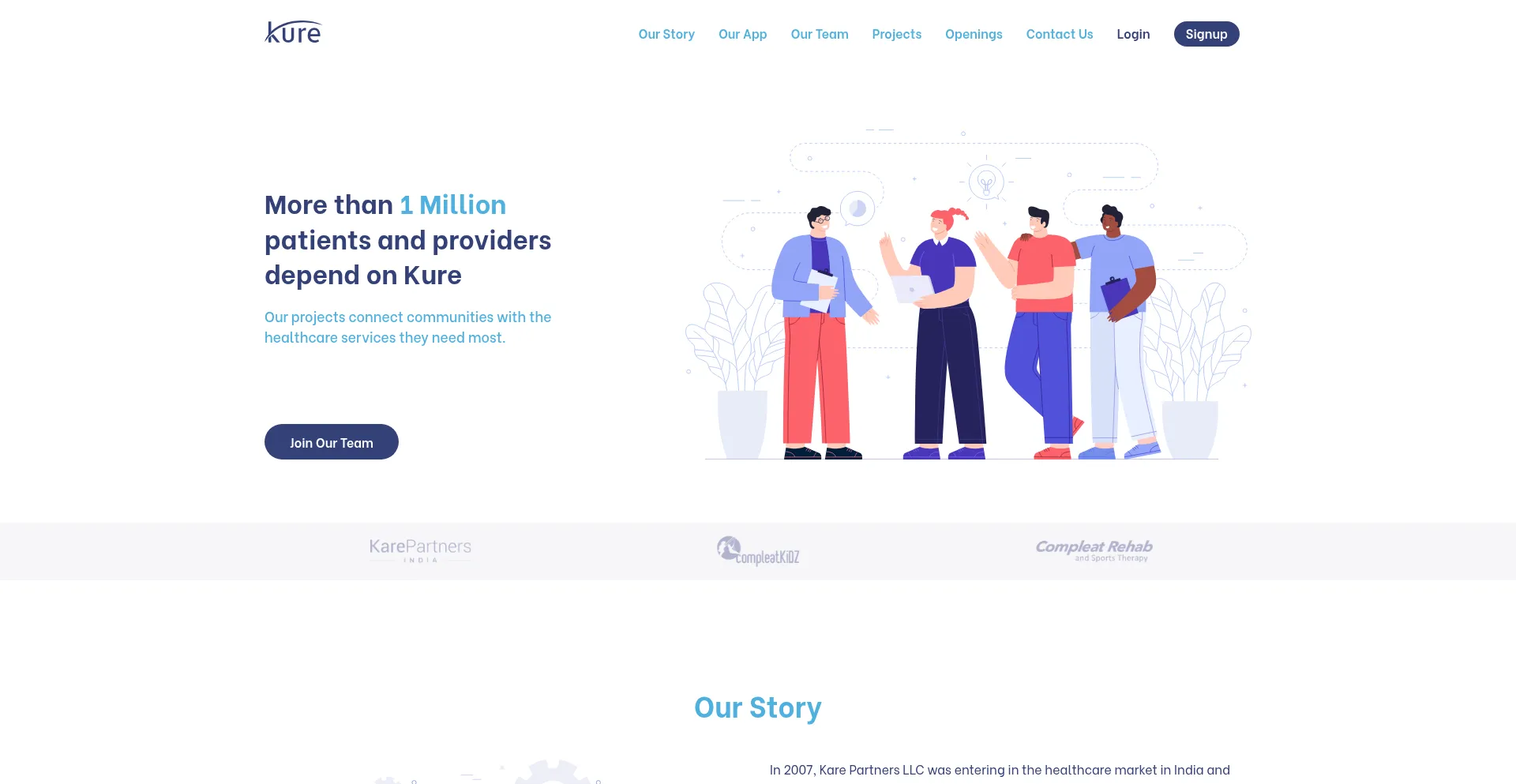 Website screenshot of Kureapp.com