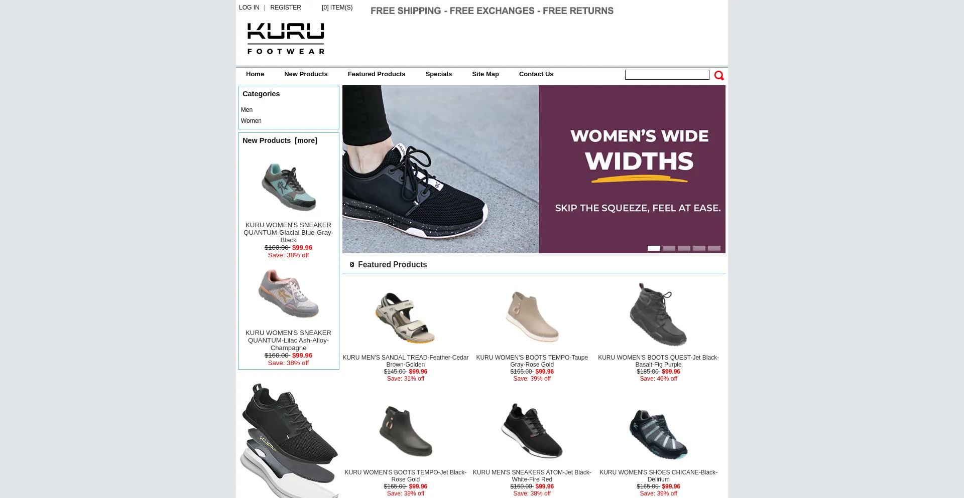 Website screenshot of Kuru-shoes.com