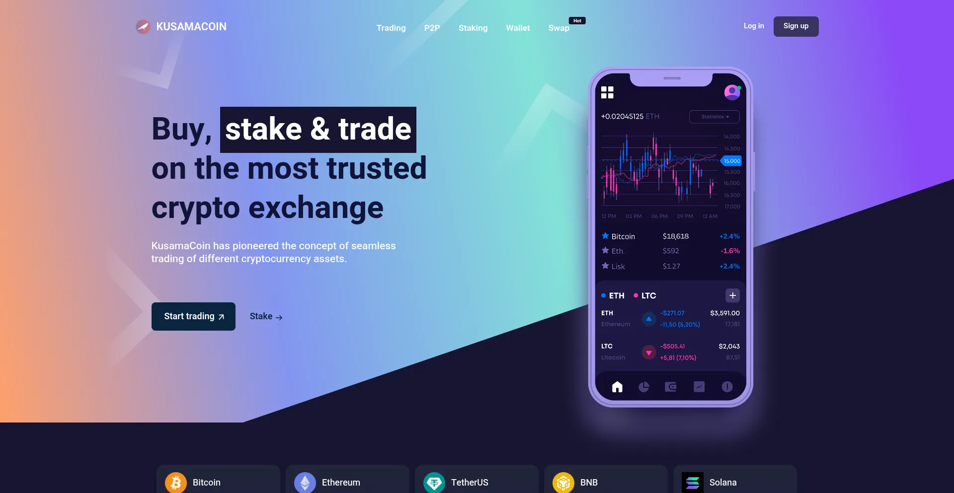 Website screenshot of Kusamacoin.com