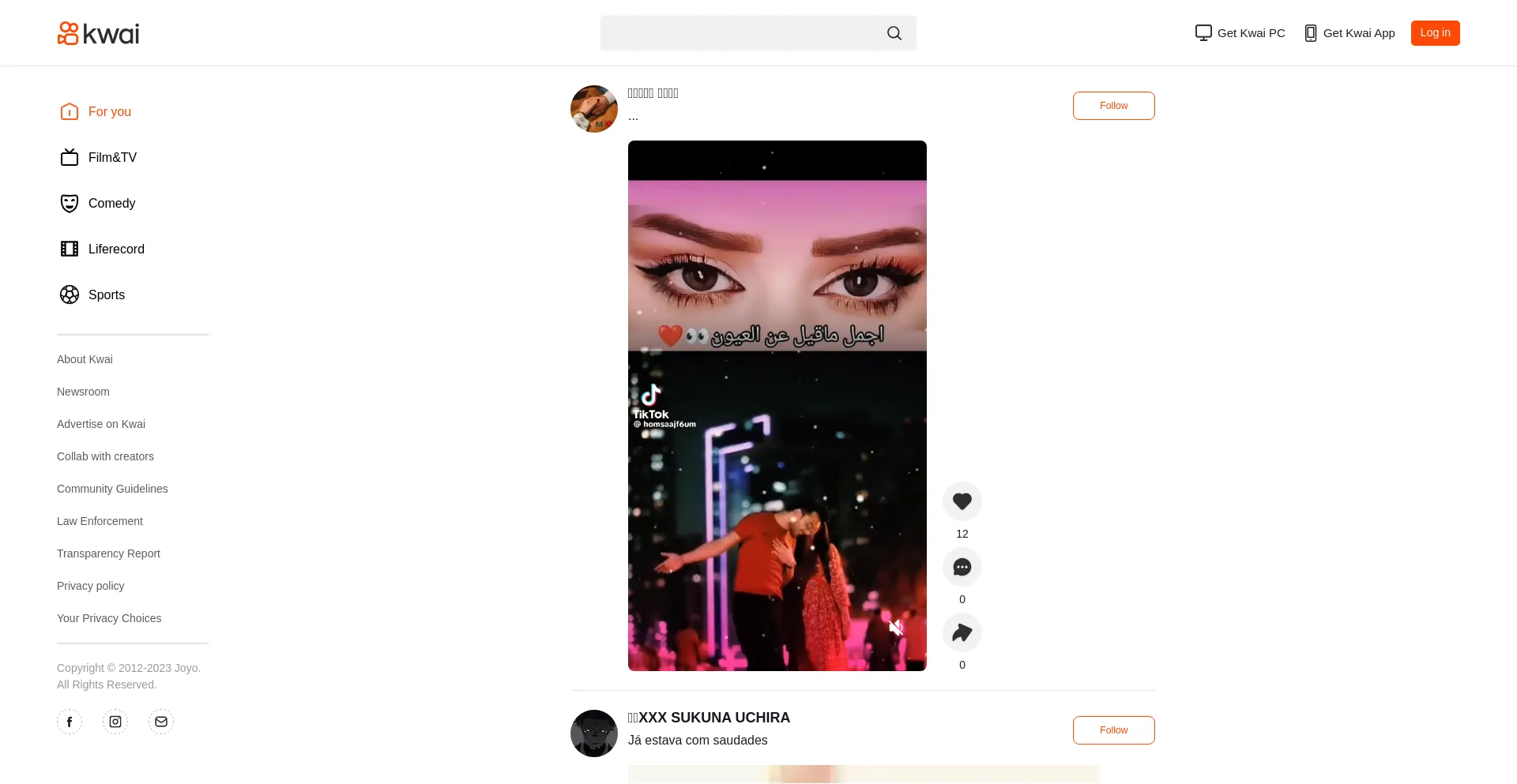 Website screenshot of Kwai-video.com