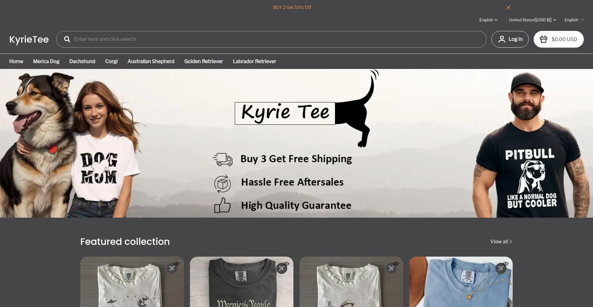 Website screenshot of Kyrietee.com