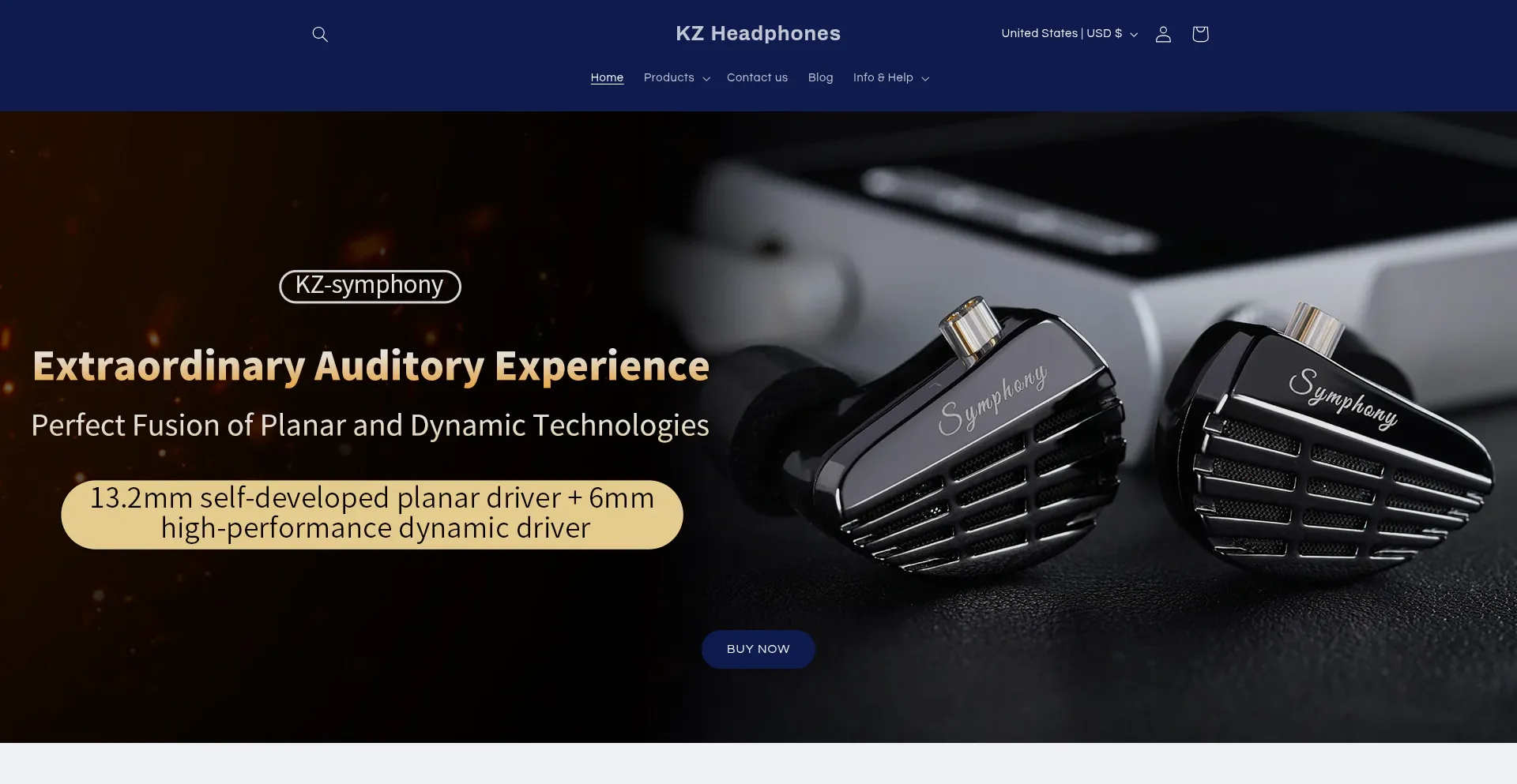 Website screenshot of Kzheadphones.com