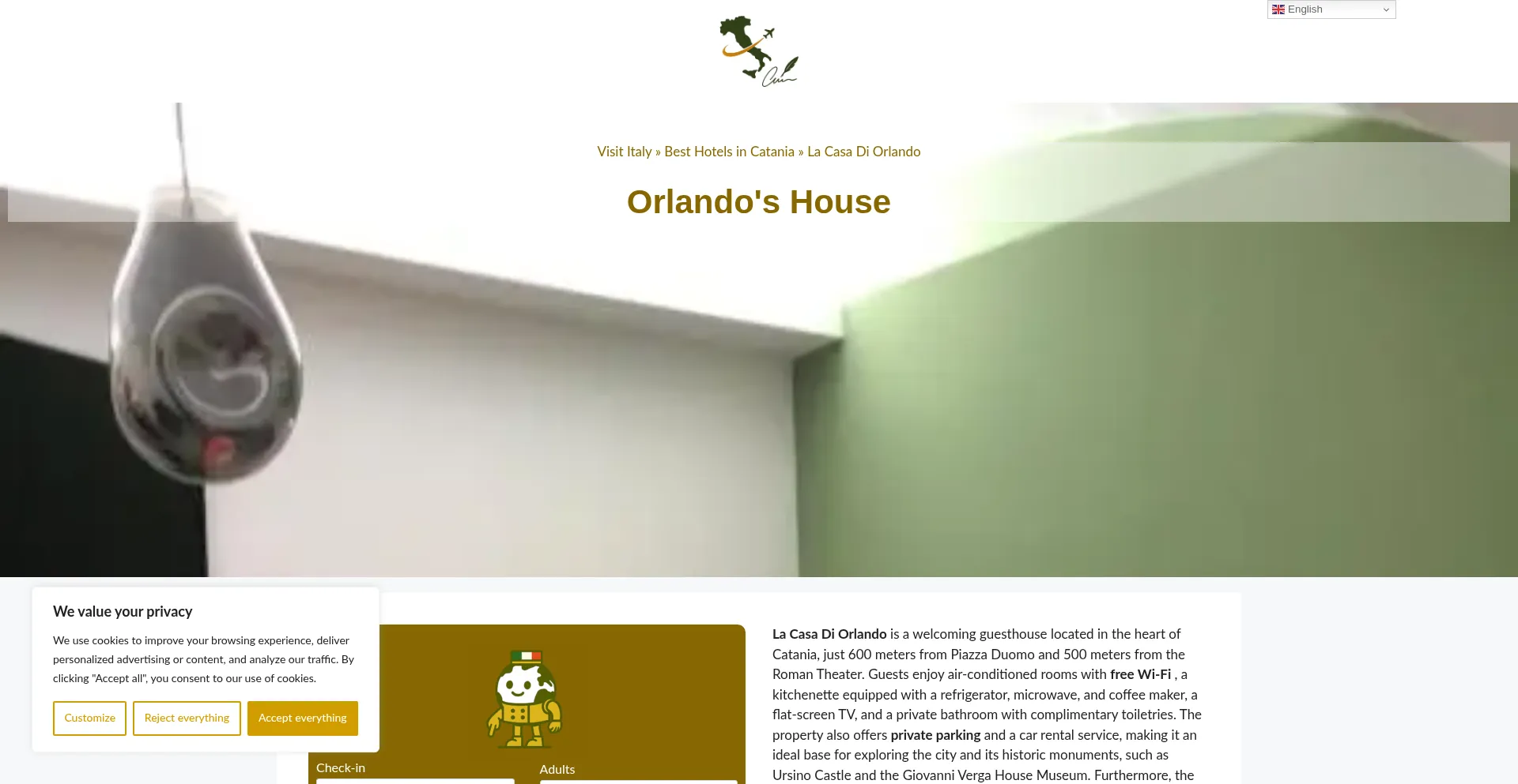Website screenshot of La-casa-di-orlando.dreaminginrome.com
