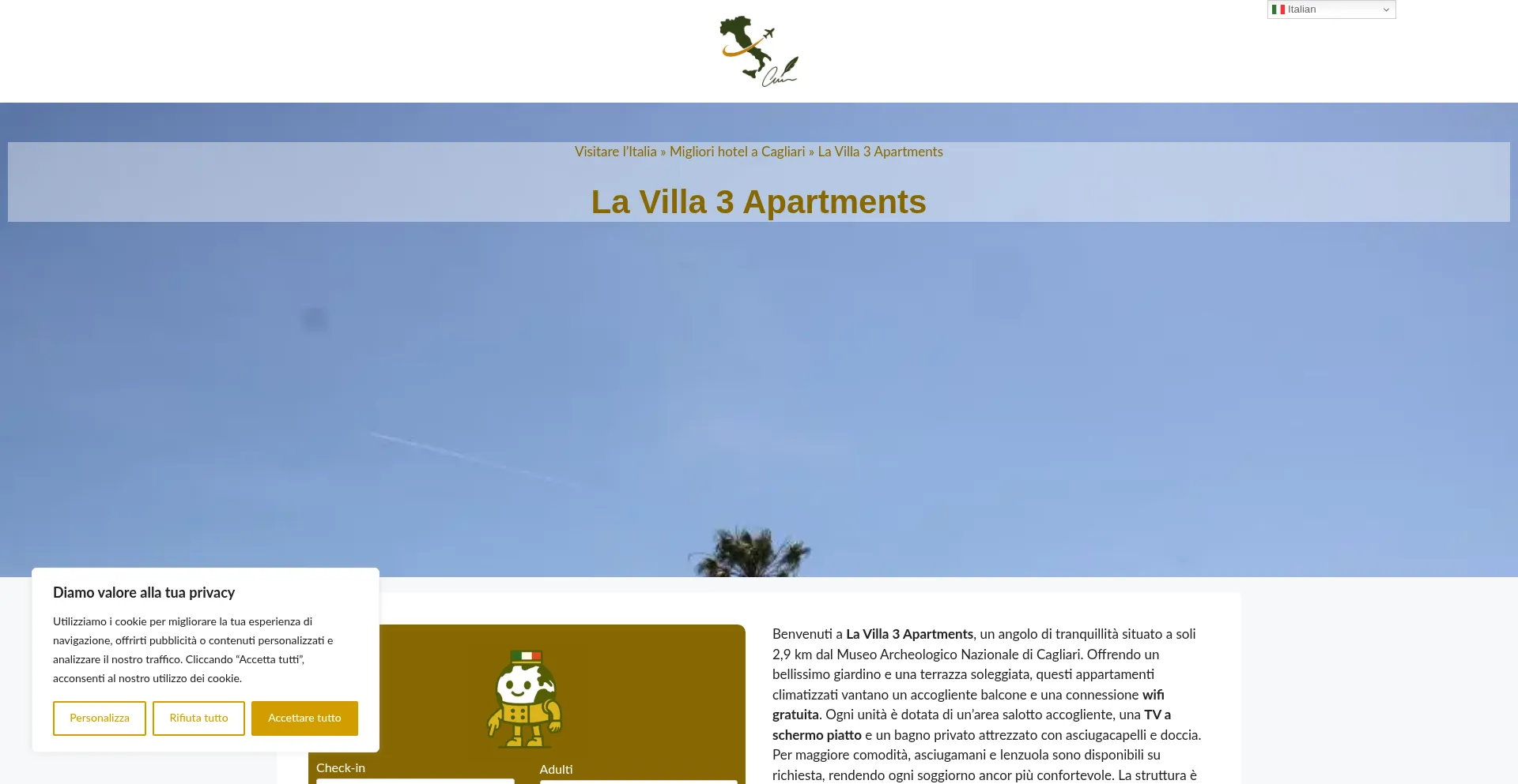 Website screenshot of La-villa-3-apartments.dreaminginrome.com