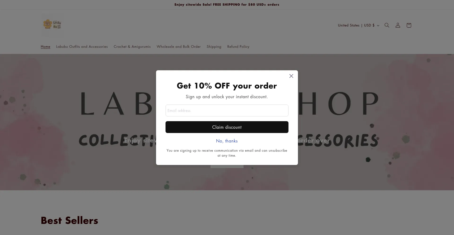 Website screenshot of Lababashop.com