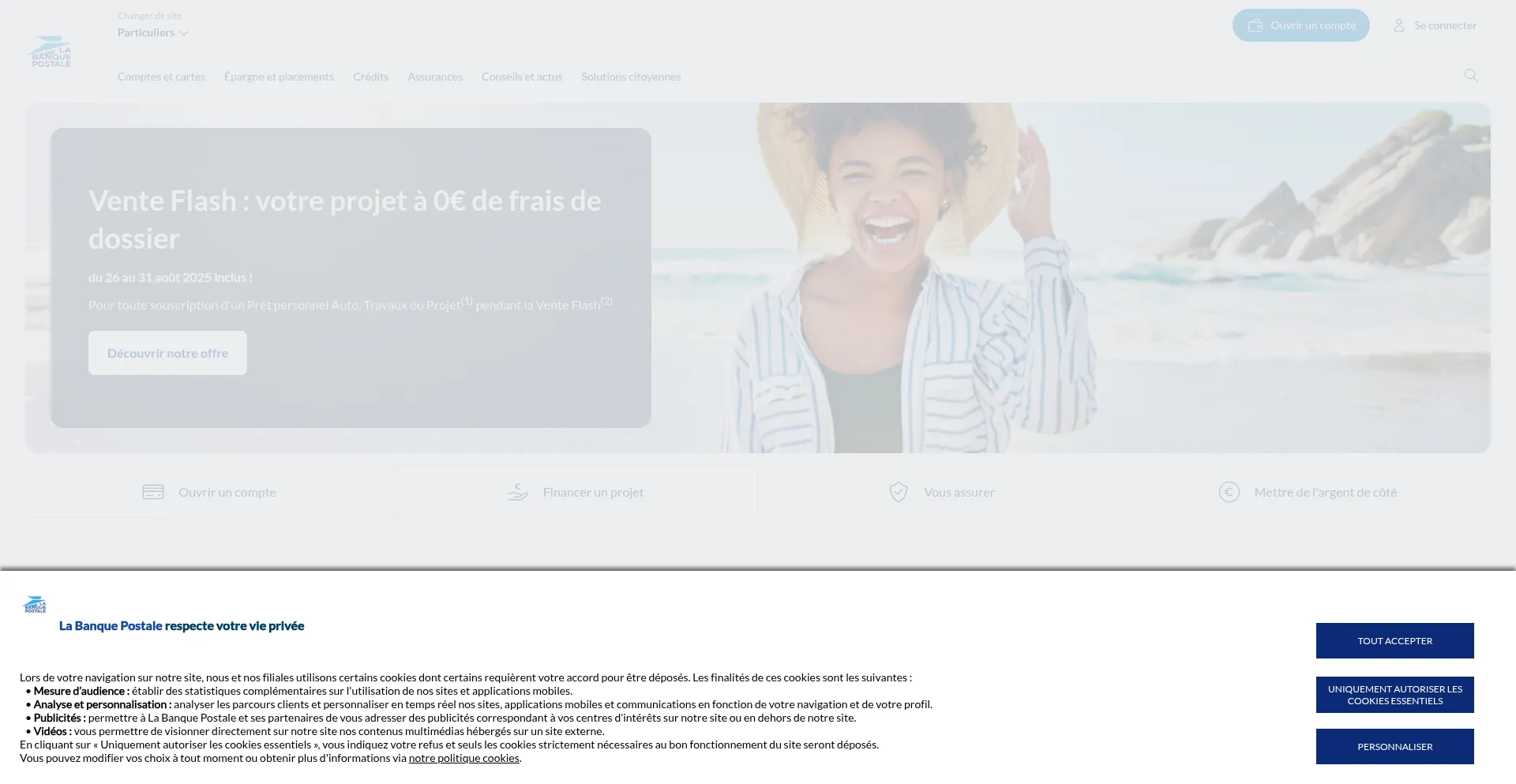Website screenshot of Labanquepostale.fr