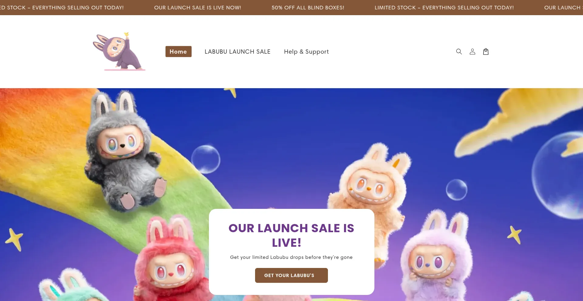 Website screenshot of Labubufamily.store
