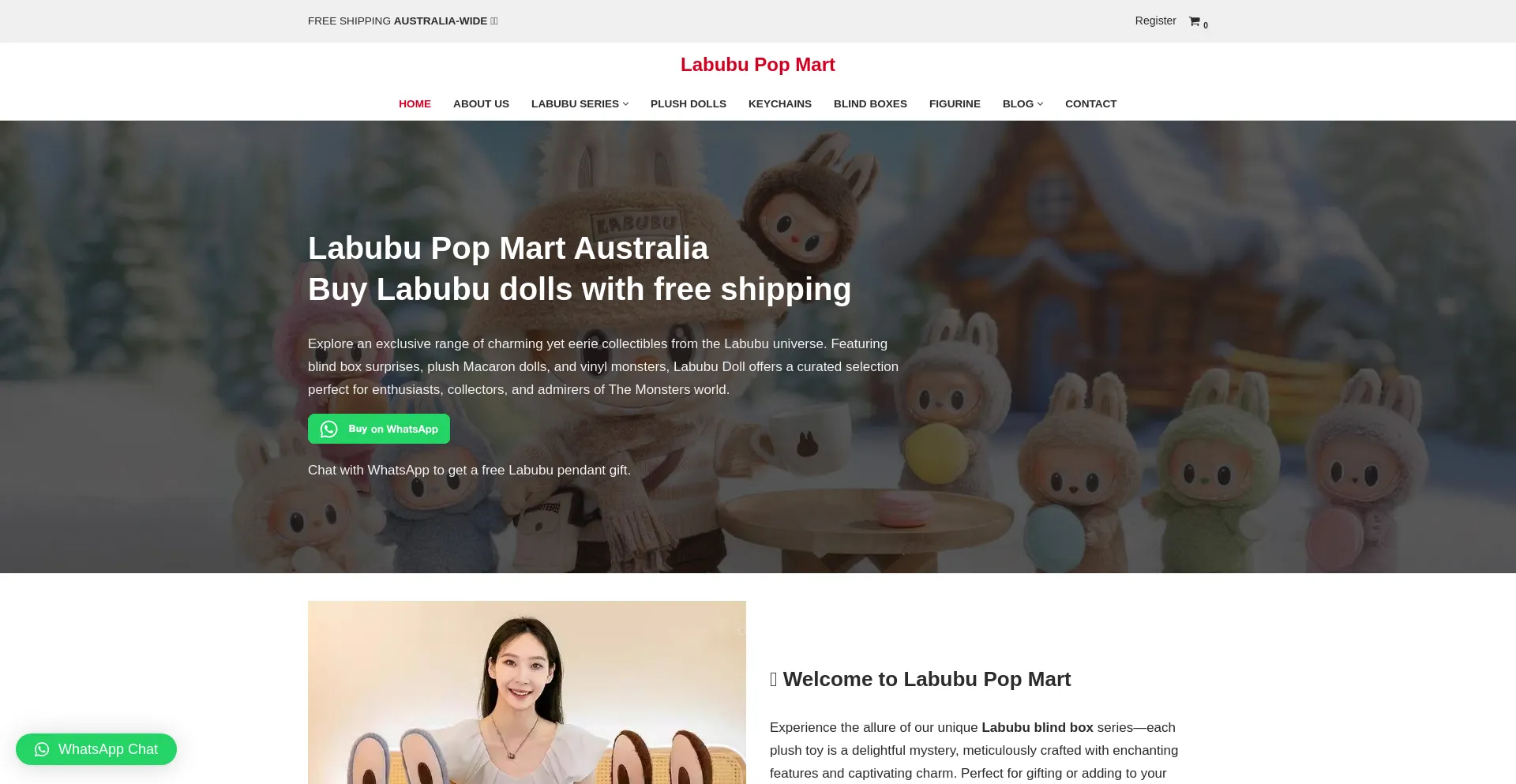 Website screenshot of Labubupopmart.com.au