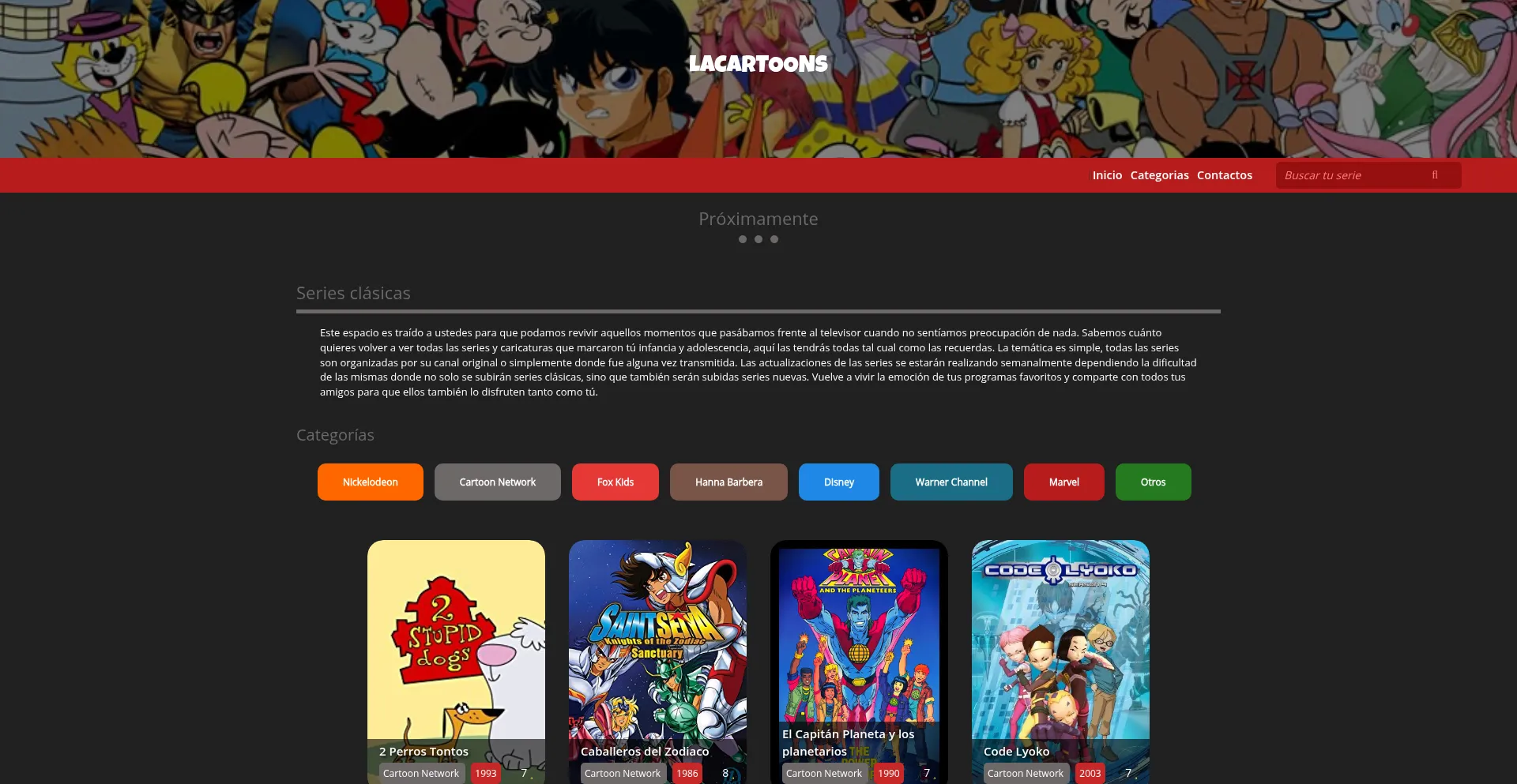 Website screenshot of Lacartoons.com