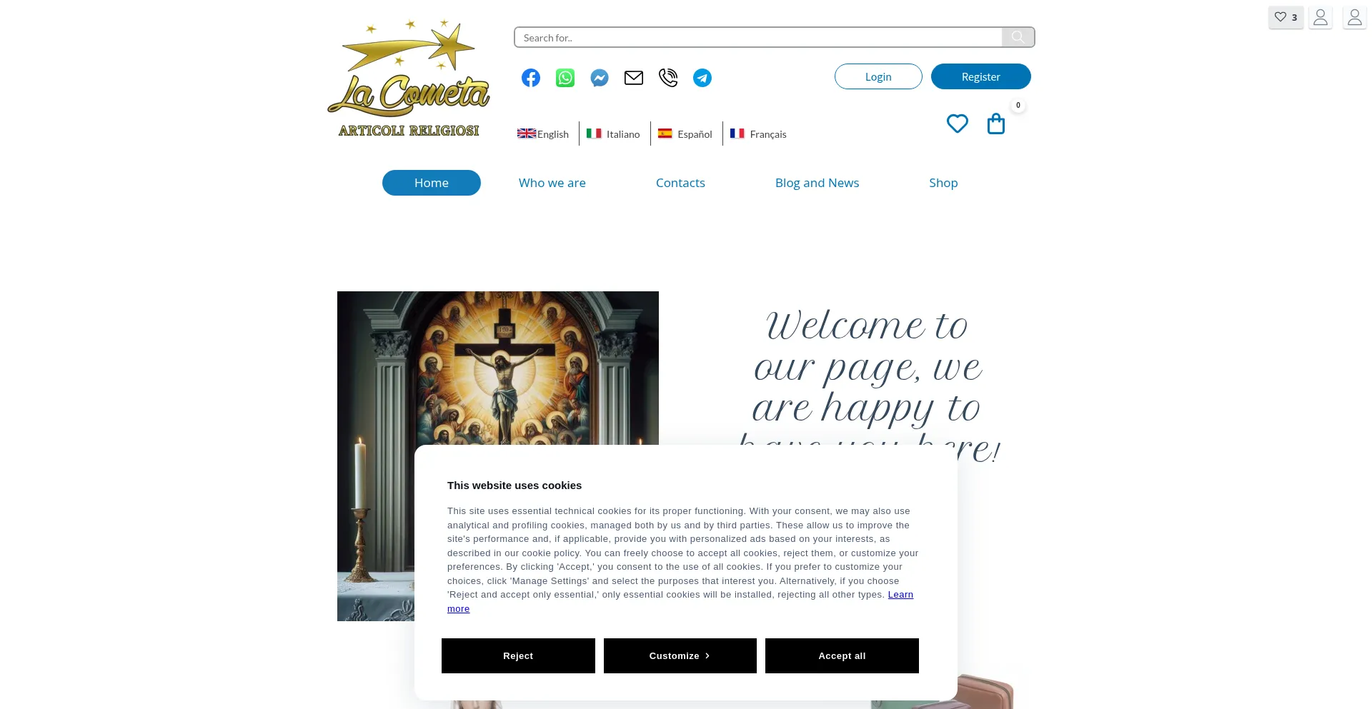 Website screenshot of Lacometaarticolireligiosi.it