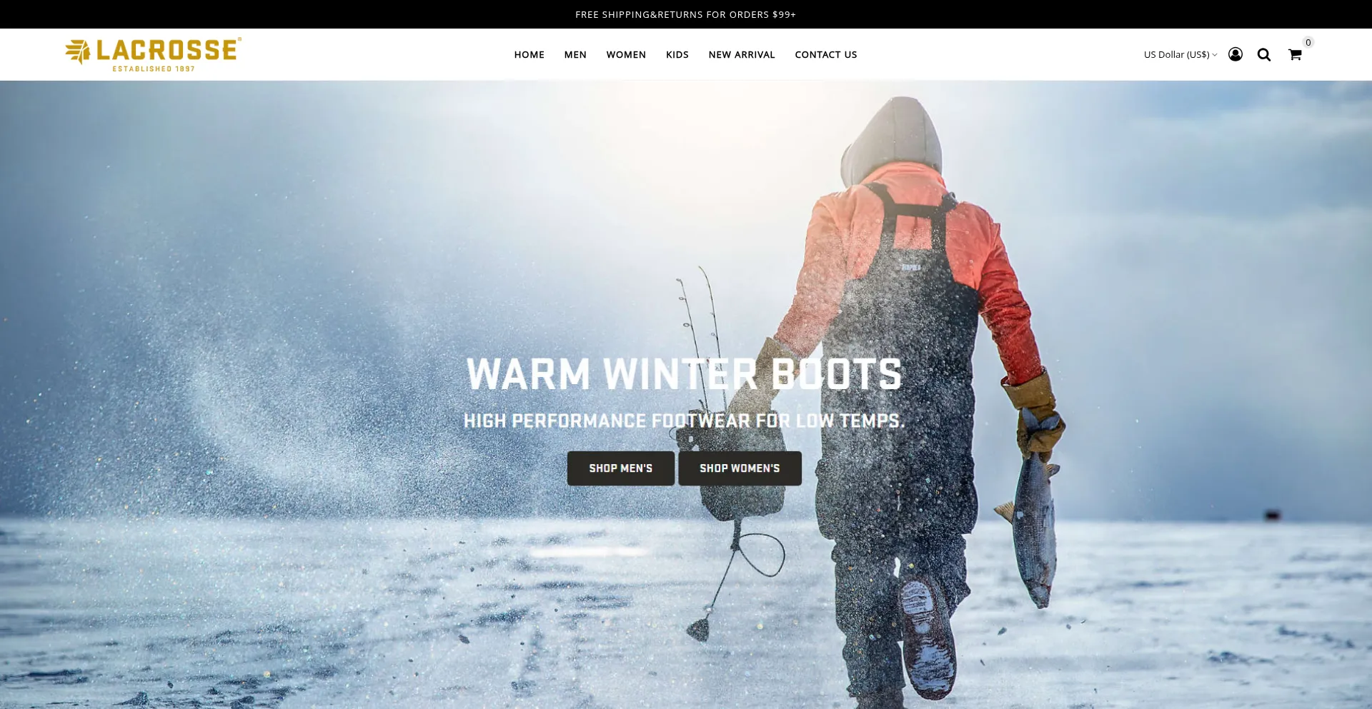 Website screenshot of Lacrosse--boots.com
