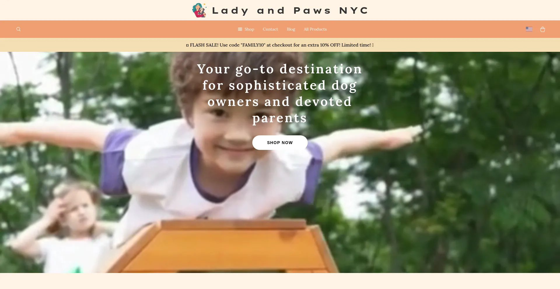 Website screenshot of Ladyandpaws.com