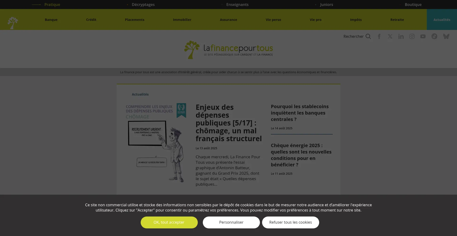 Website screenshot of Lafinancepourtous.com