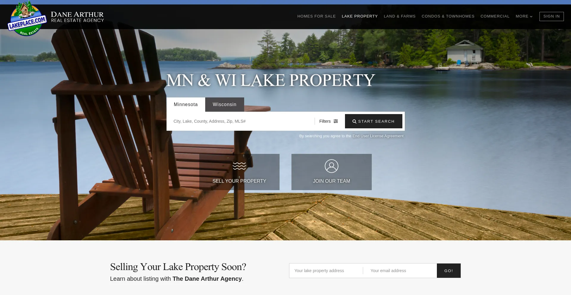 Website screenshot of Lakeplace.com