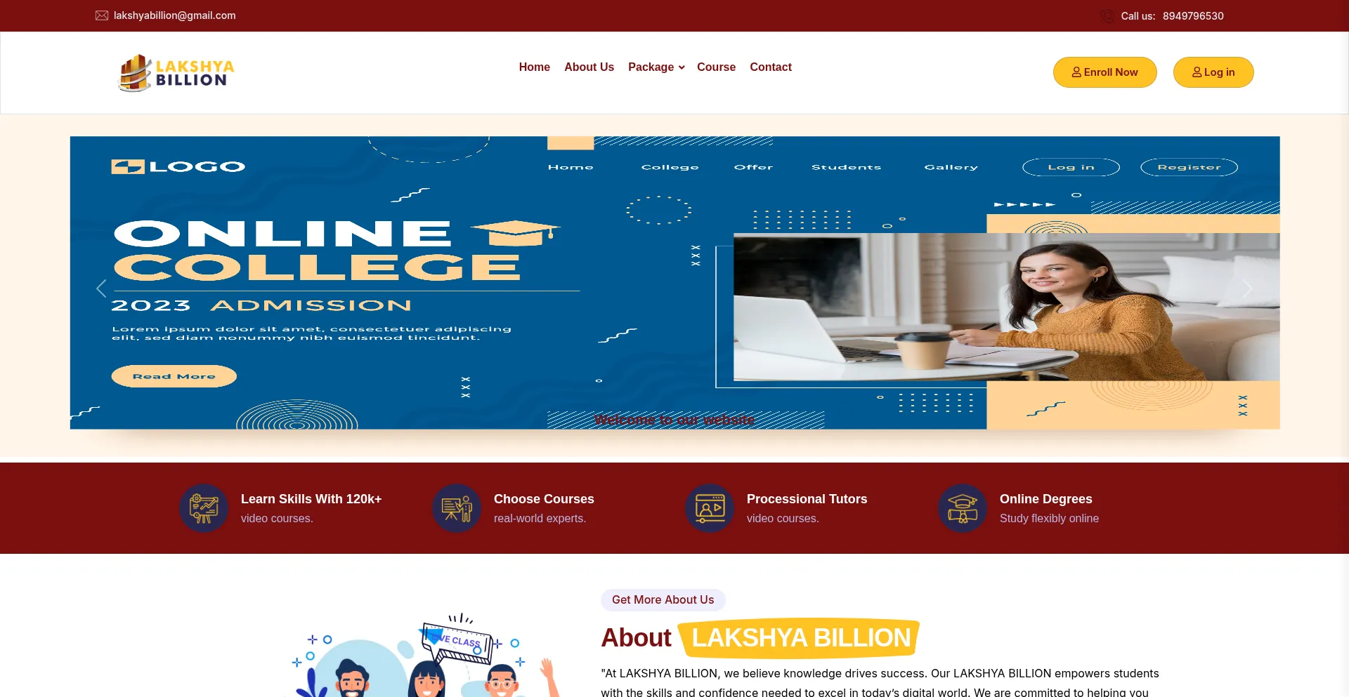 Website screenshot of Lakshyabillion.in