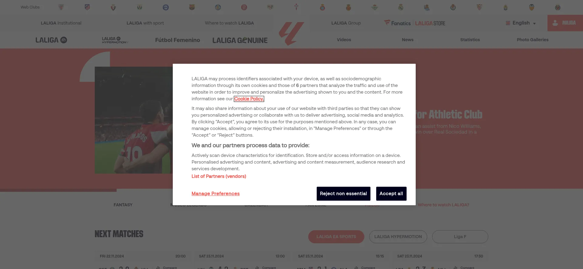 Website screenshot of Laliga.com