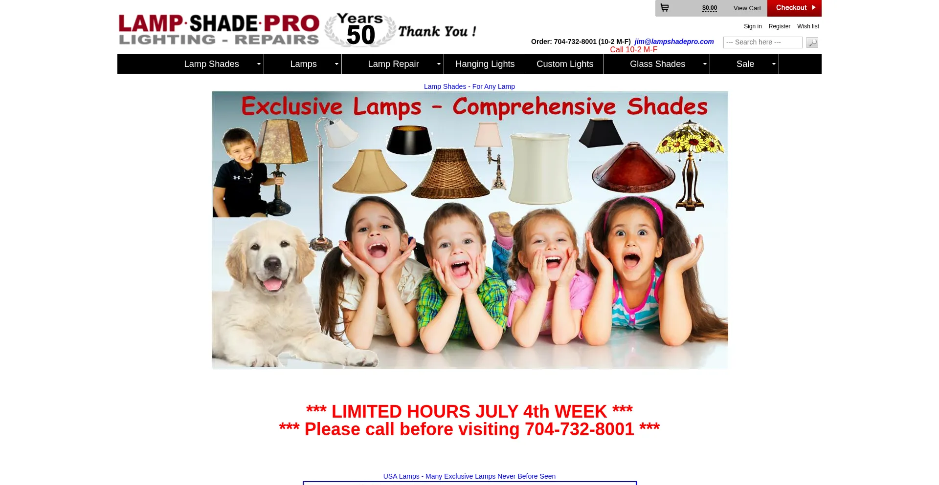 Website screenshot of Lampshadepro.com