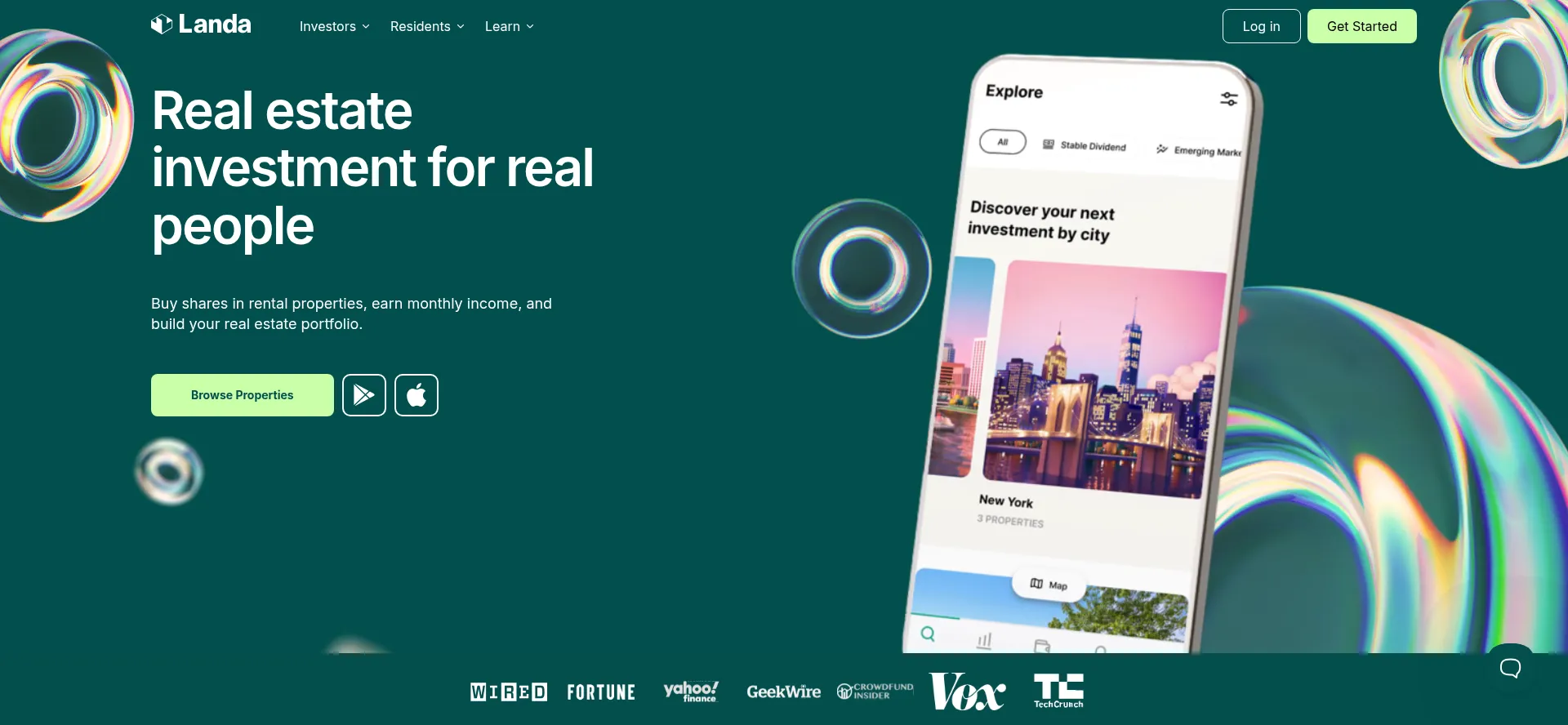 Website screenshot of Landa.app