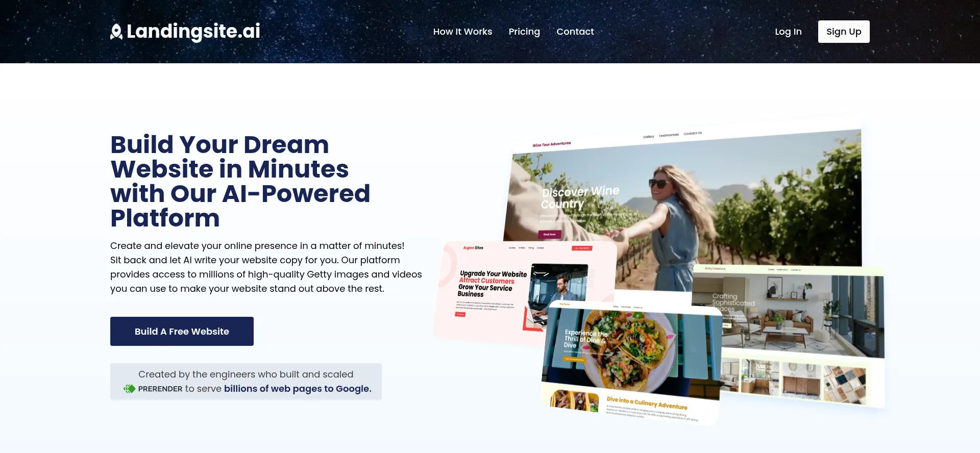 Website screenshot of Landingsite.ai