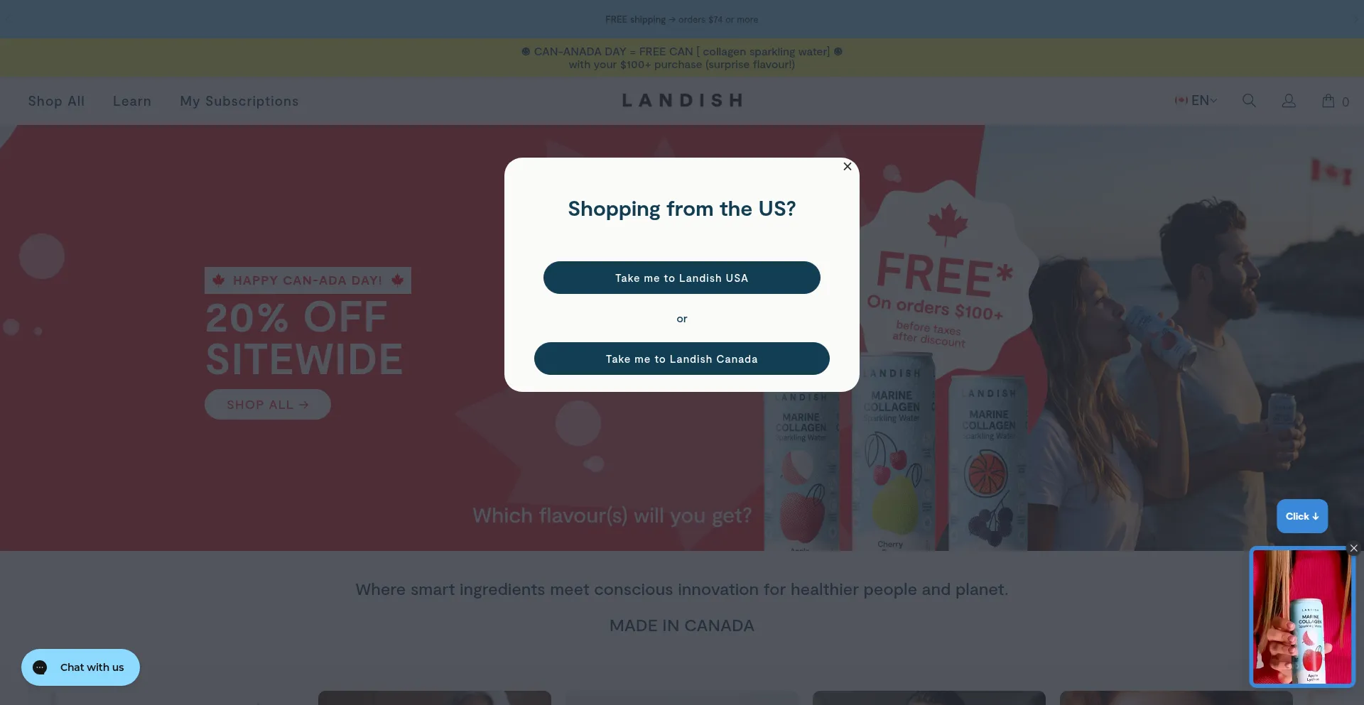 Website screenshot of Landish.ca