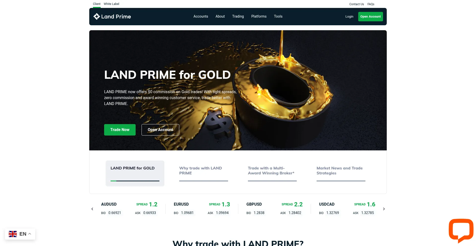 Website screenshot of Landprimee.cc