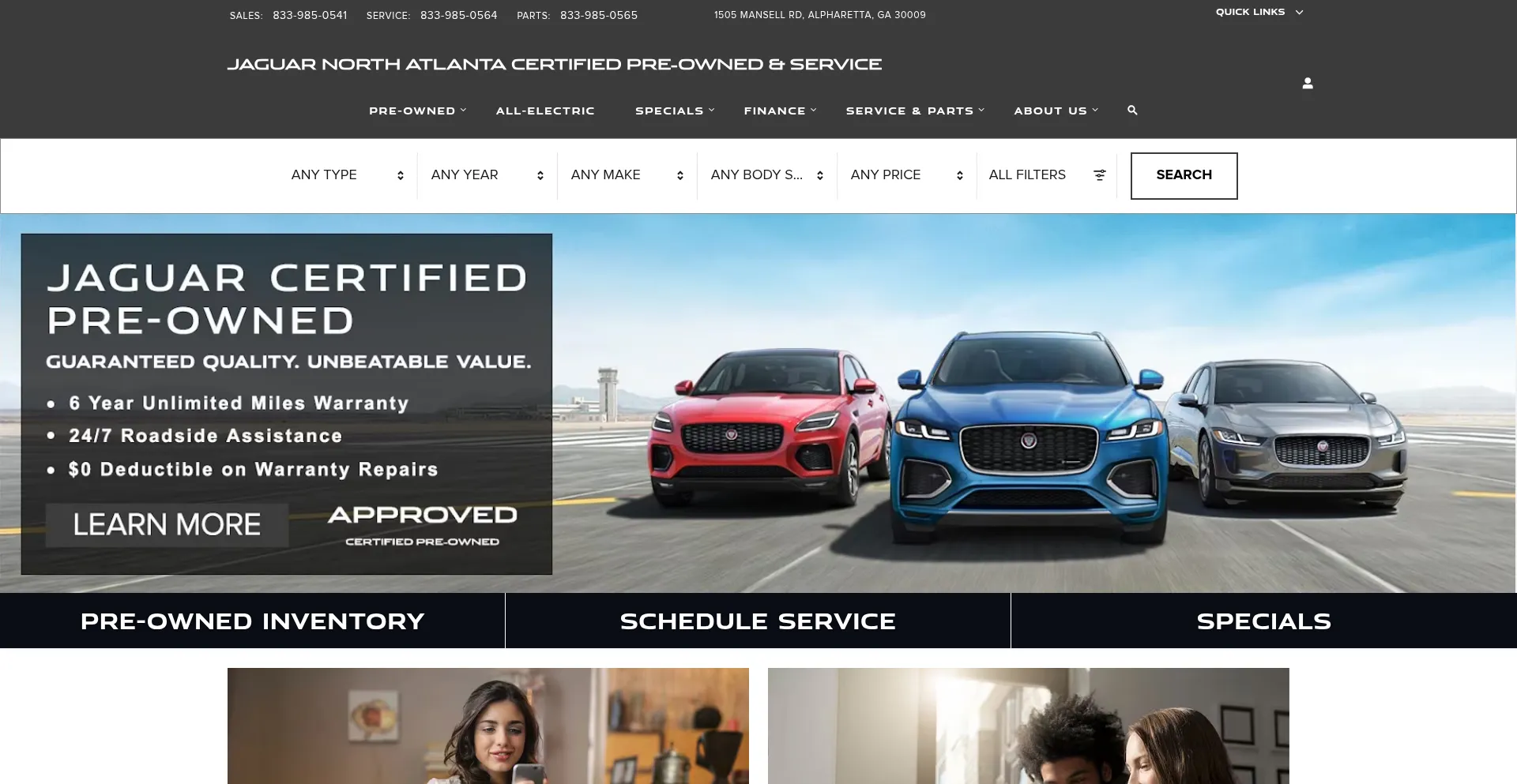 Website screenshot of Landrovernorthatlanta.com