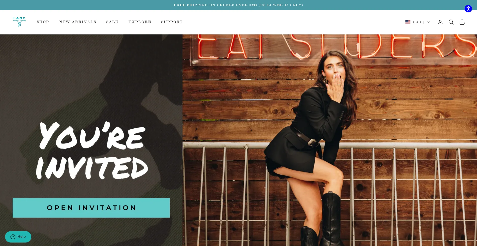 Website screenshot of Laneboots.com
